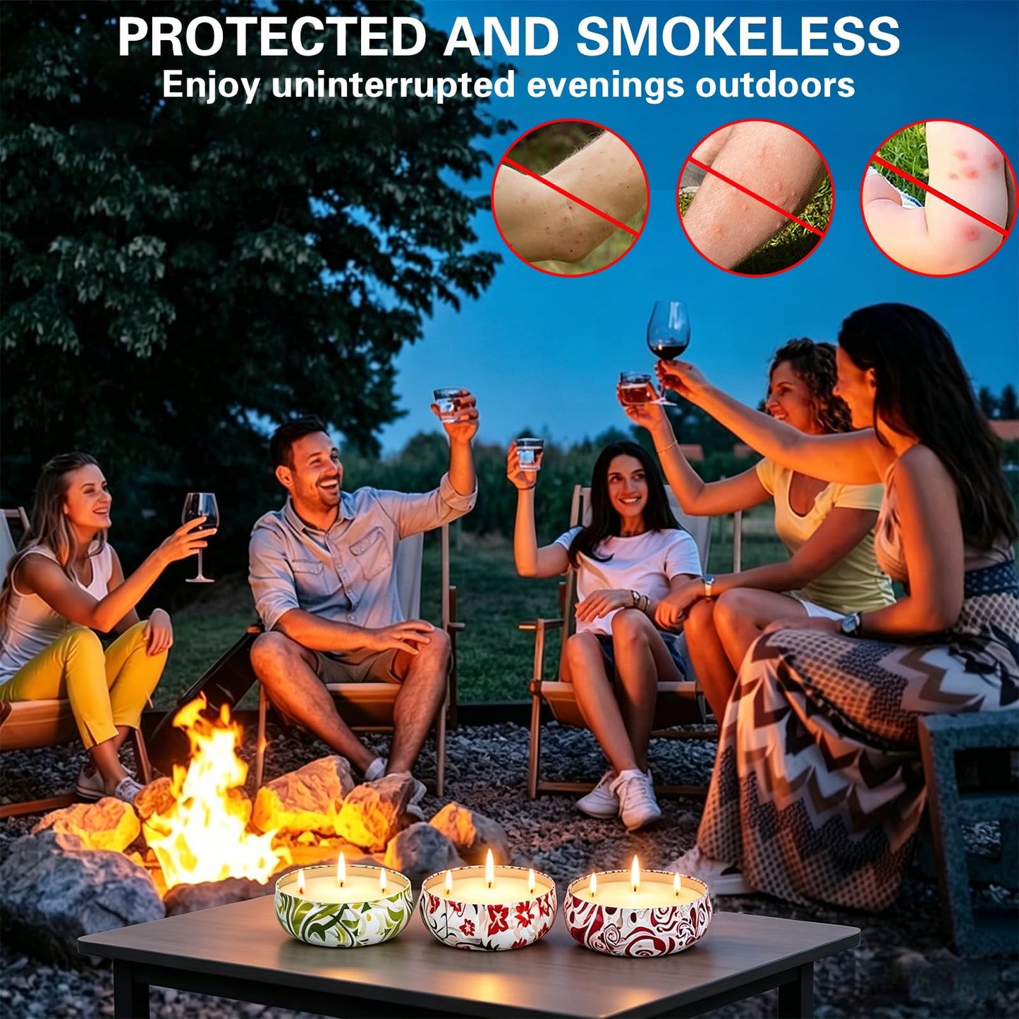 Citronella Candles Outdoor 3 Pack, Large 3-Wick Citronella Candle for Patio, Natural Soy Wax, 240 Hours Long Burn Time for Backyard, Deck, Garden, Camping - 12 oz Each (36 oz Total)
