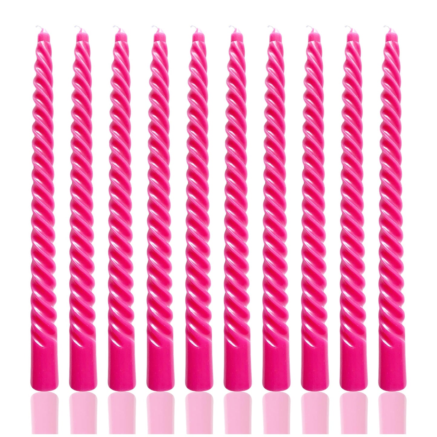 10 Inch Hot Pink Taper Candle Set, 10 Pack Unscented Dripless Valentine Taper Candles Candlesticks for Dinner Parties Wedding Home Decoration Picnic