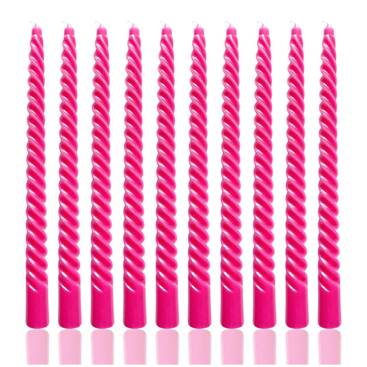 10 Inch Hot Pink Taper Candle Set, 10 Pack Unscented Dripless Valentine Taper Candles Candlesticks for Dinner Parties Wedding Home Decoration Picnic