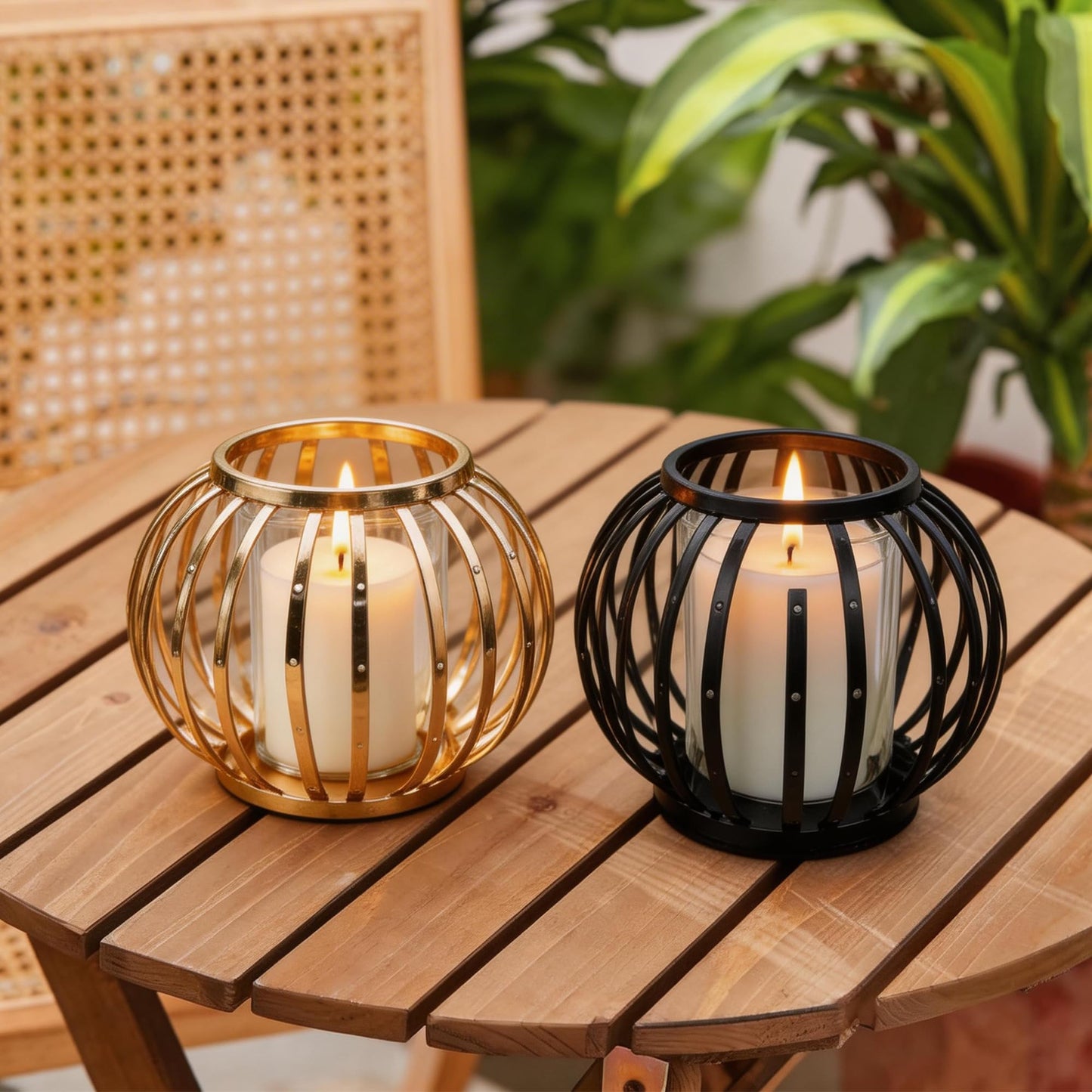 HiSnug Hurricane Candle Holders for Pillar Candles - Lantern Candlestick Holder with Clear Glass Sleeve, 2 PCS Elegant Decorative Candleholders for Dining Table Centerpiece Home Decor, 2PCS, Gold