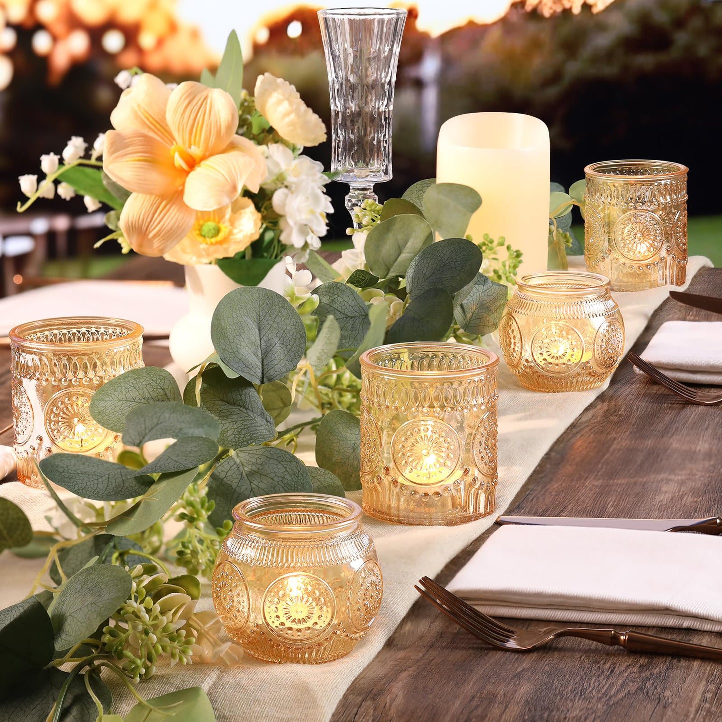DARJEN Gold Votive Candle Holder Set of 20, Upgraded Size Tea Light Candle Holder Glass for Wedding Table Centerpieces, Elegant Bulk Votive Holders for Party, Proposals and Wedding Shower