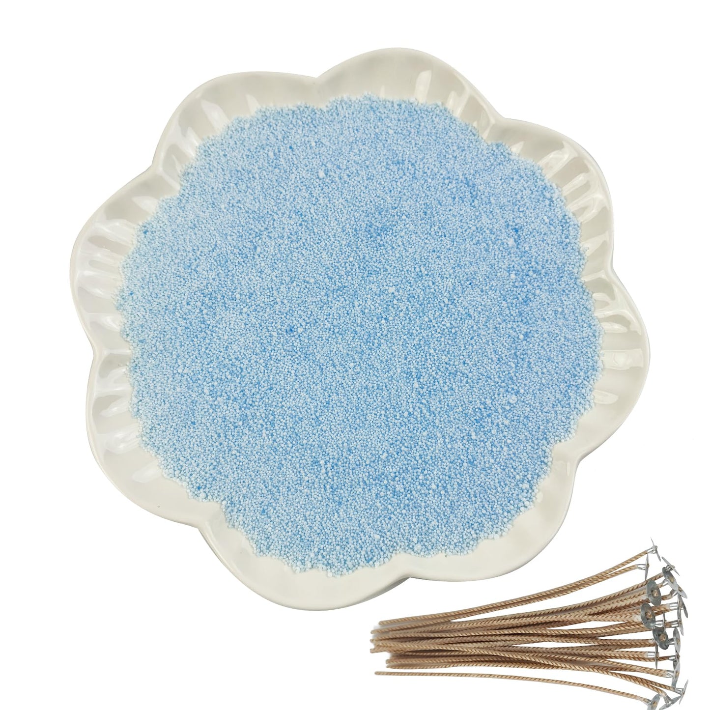 CoolCrafts Sand Wax Candle with Wicks 2 LB Pearled Sand Candle Bulk for Candle Making, Wedding Decor, Crafts - Light Blue