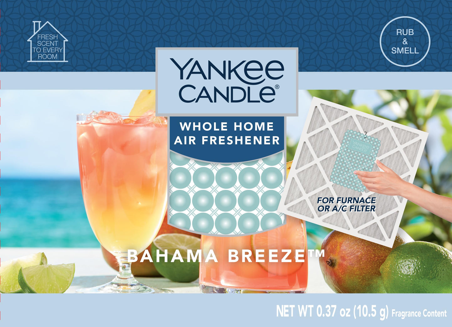 Yankee Candle Whole Home Air Freshener, Long Lasting Odor Eliminating Fragrance for Home, Continuous Room Freshener, Bahama Breeze (Pack of 1)