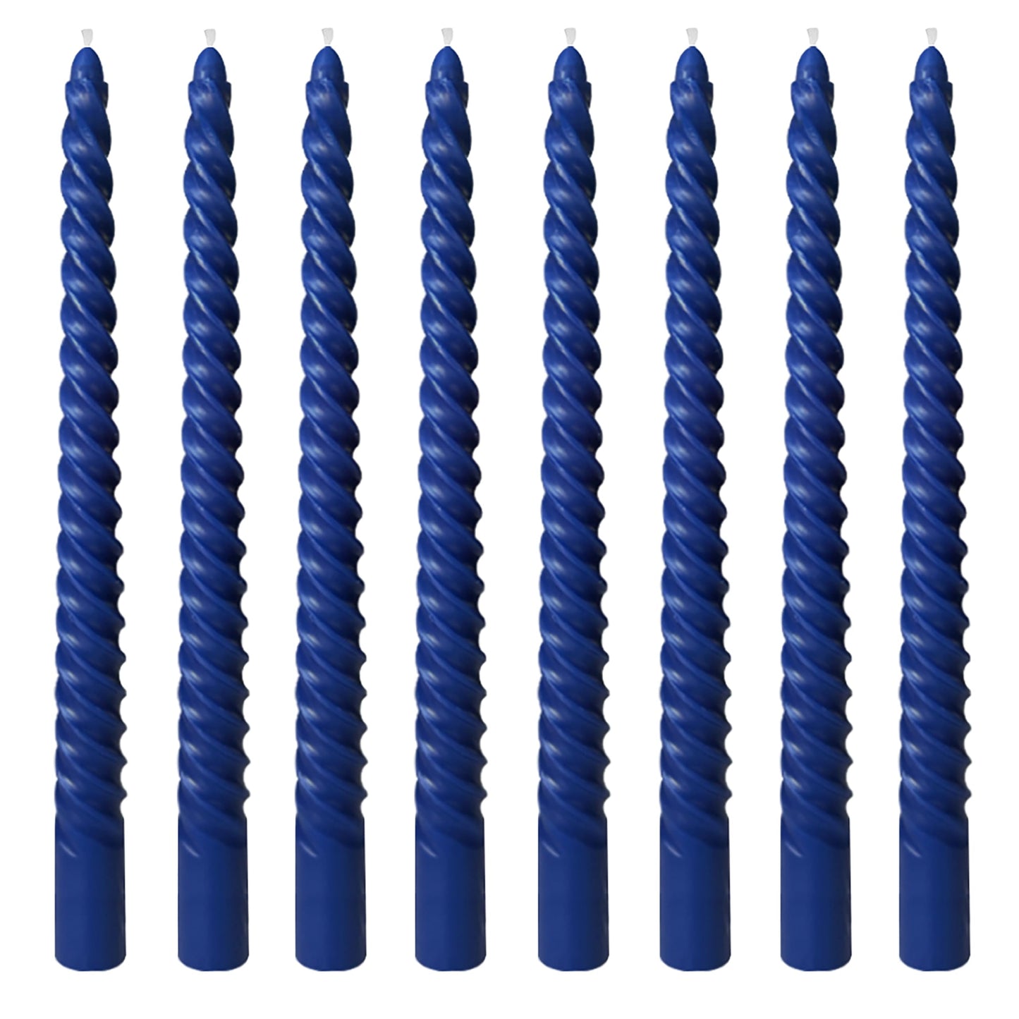 8 Pack 10 Inch Navy-Blue Spiral Taper Candle Set, 7/8 Inch Unscented Driples Candlesticks for Home Decoration, 6-7 Hours Burn