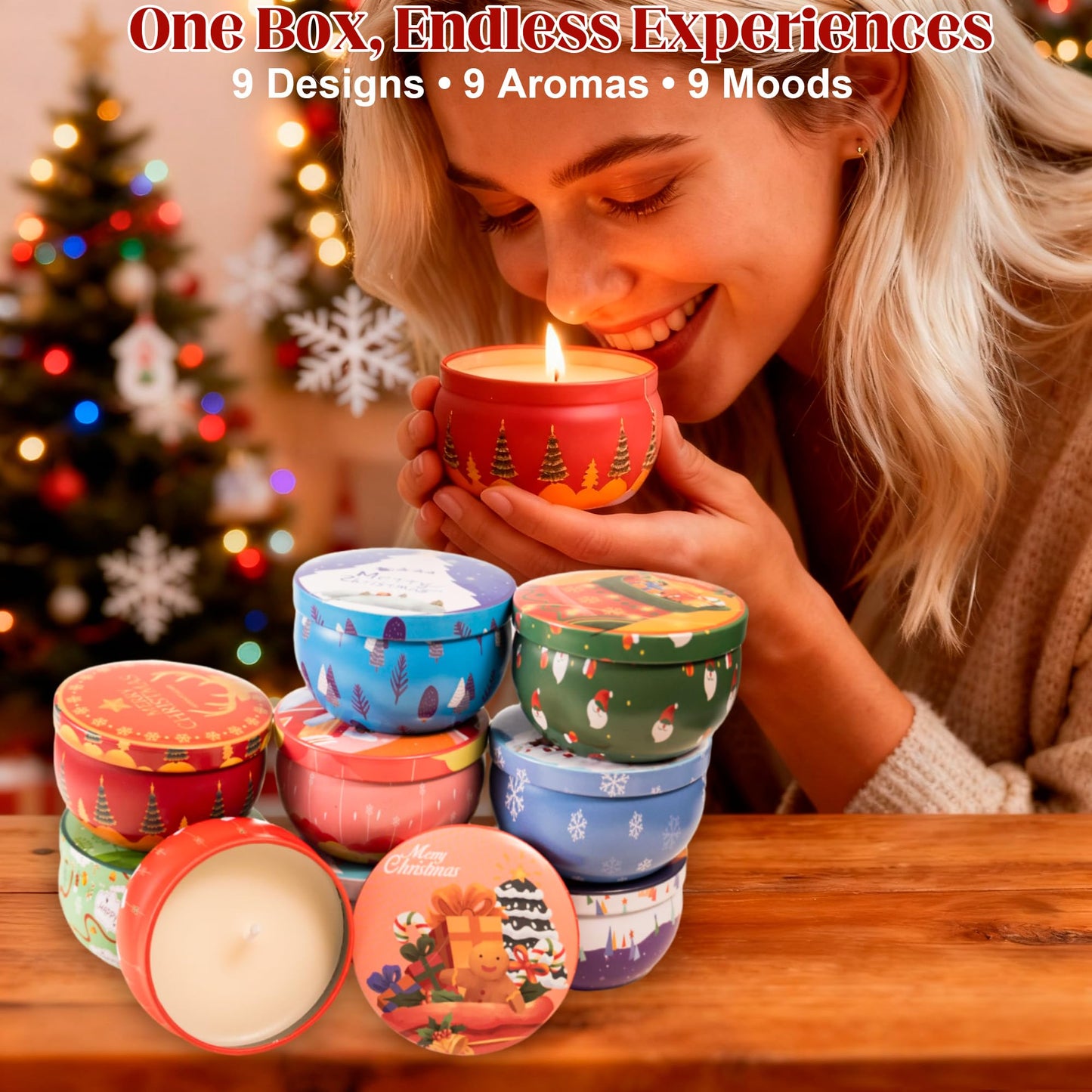Scented Candles Gifts Set, 9 Pack Scented Candle Set Fragrances Flavor Natural Soy Wax 2.5oz Candles for Christmas Gift, Women, Mom, Wife, Birthday