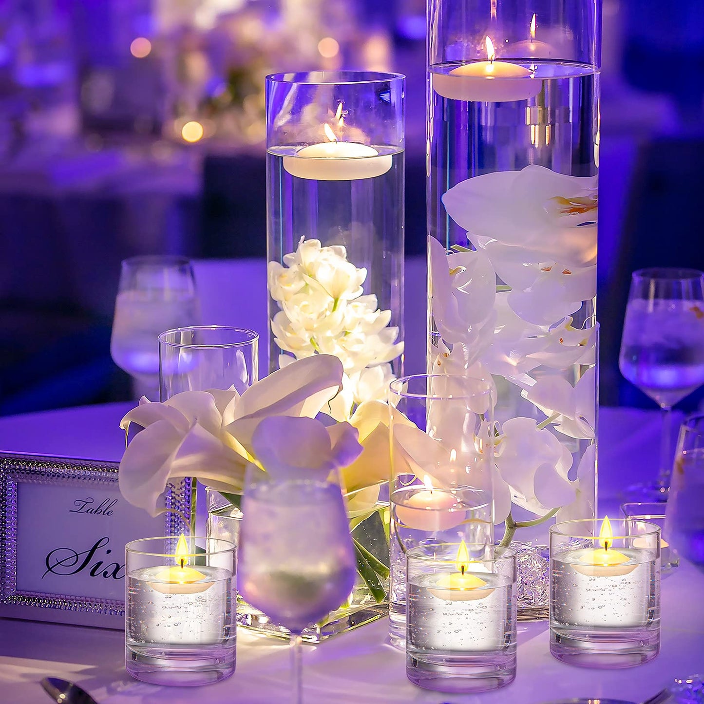 50 Pieces 1.5 Inch Unscented Floating Candles for Centerpieces Votive Floating Candles for Wedding Party Pool Spa Bathtub Dinner(White)