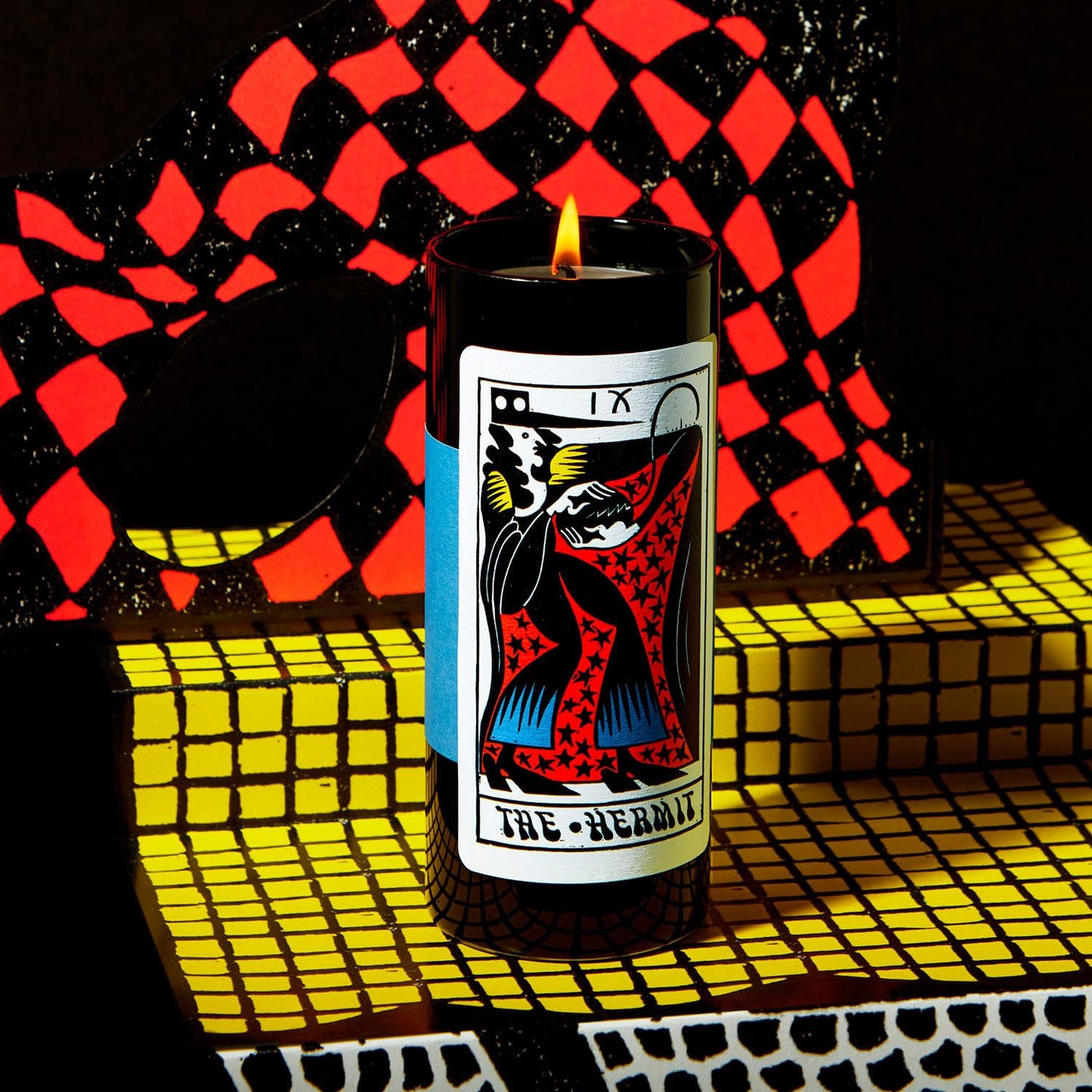 Tarot Candle - Hermit Card | Soy Wax, Tarot Illustration & Reading | Lavender, Vanilla & Sandalwood Scent | 60-Hr Burn | 6" Tall