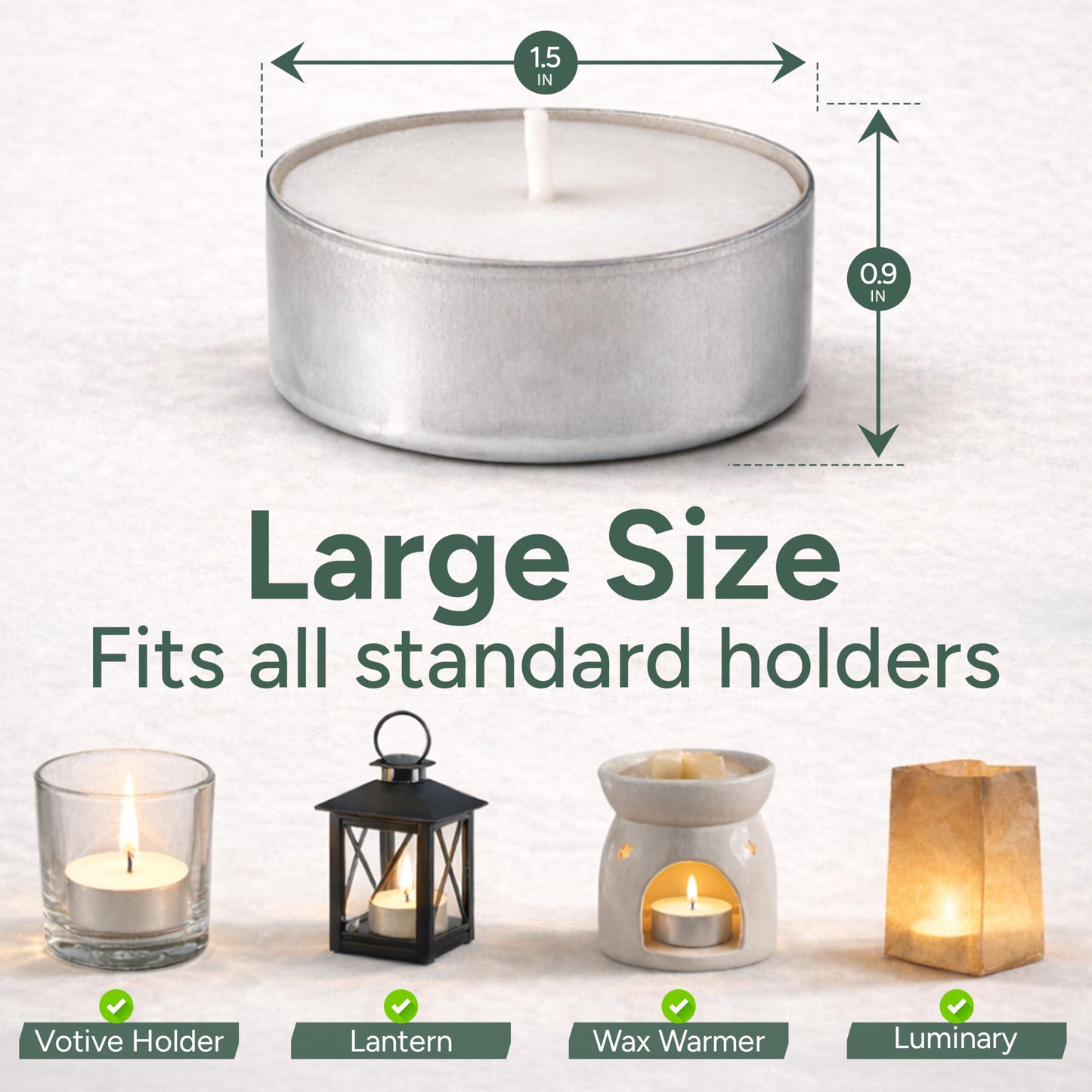 Zuvo Tea Lights Candles 8 Hour Burn (100 Pack) - Unscented White Tealight Candles, Long Burning Smokeless Tea Lights for Weddings, Home, Shabbat, Emergency - European Made, Lead-Free Cotton Wick