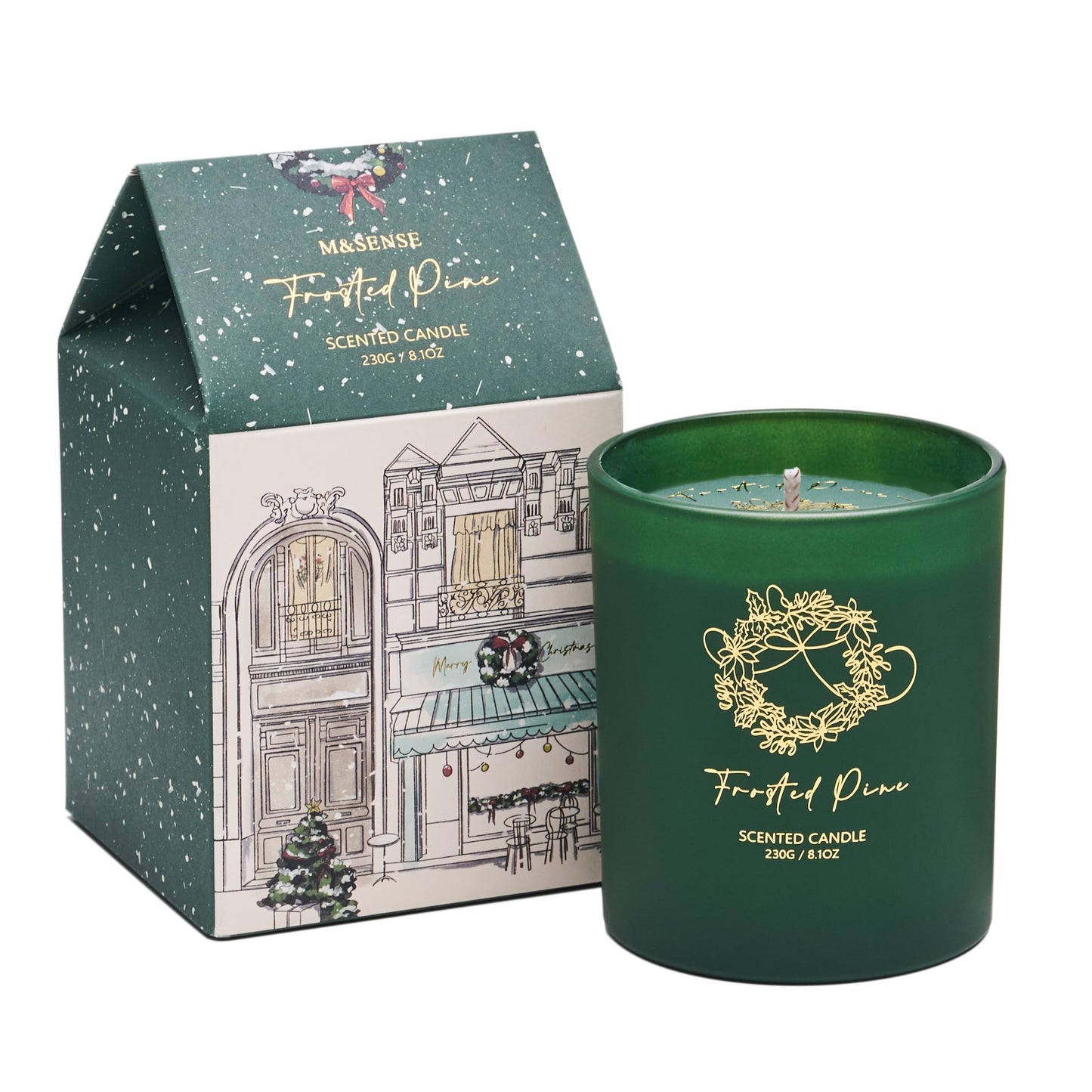 M&SENSE Christmas Holiday Candle - Frosted Pine Scent, 8.1oz Soy Wax, Ideal Winter Home Decor Gift for Women and Men