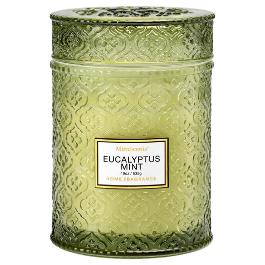 Eucalyptus Mint Scented Candles, Large Natural Soy Candle, 88 Hours Burning Time,Christmas Winter Decorative Candles in Glass, Aromatherapy Candle Gift for Women, 19oz