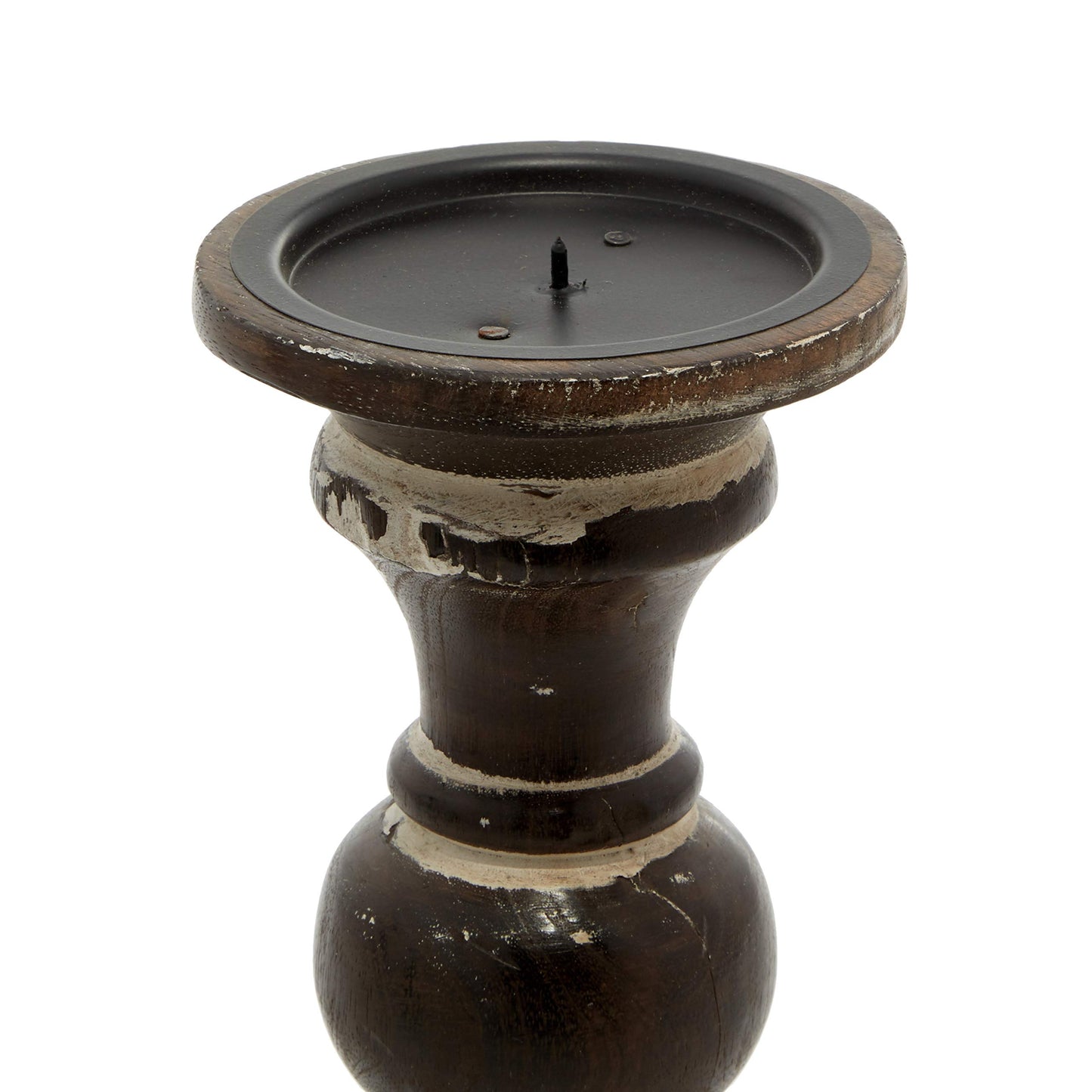 Deco 79 Wood Candle Holder, Set of 3 6', 8', 10'H, Dark Brown