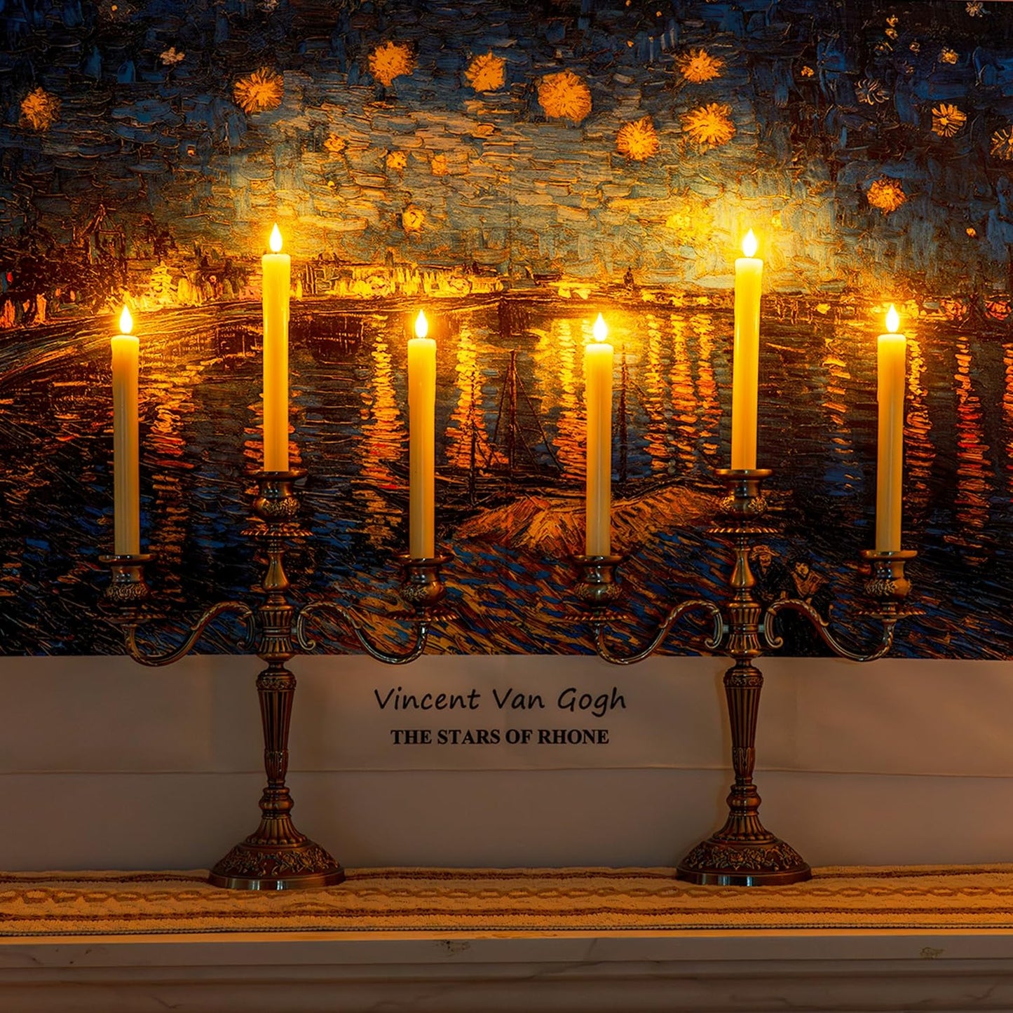 Homemory 3 Pcs Real Wax Flameless Taper Candles with Remote Timer and Dimmer, Battery Operated Candlesticks with Flickering Light, Ivory Window Candles, 9.6 Inches for Wedding Home Decor