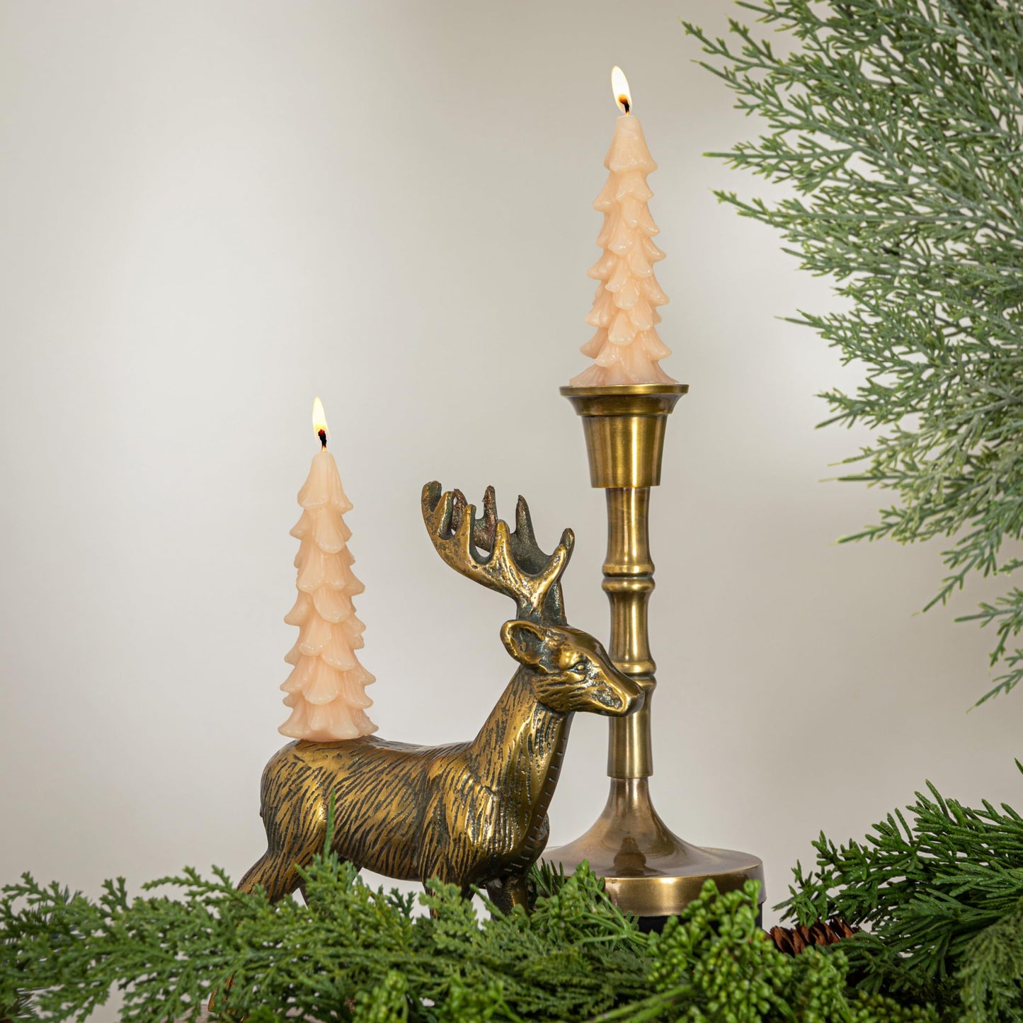Creative Co-Op Unscented Tree Shaped Taper Candles, Eggnog, Boxed Set of 2 , 5"