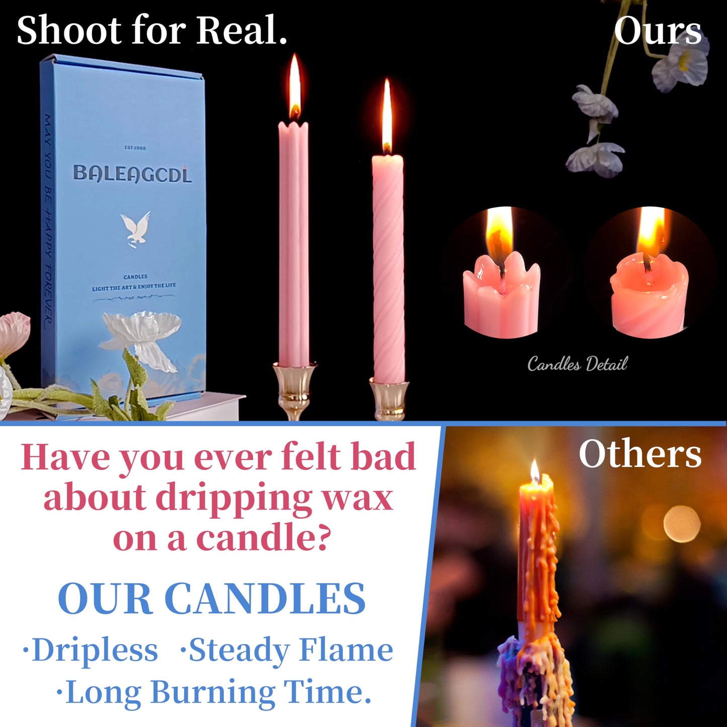Dripless Unscented Pink Spiral Taper Candles Smokeless Long Lasting Burn 10 Inch Elegant Roman Column Candlesticks for Home Wedding Decorations