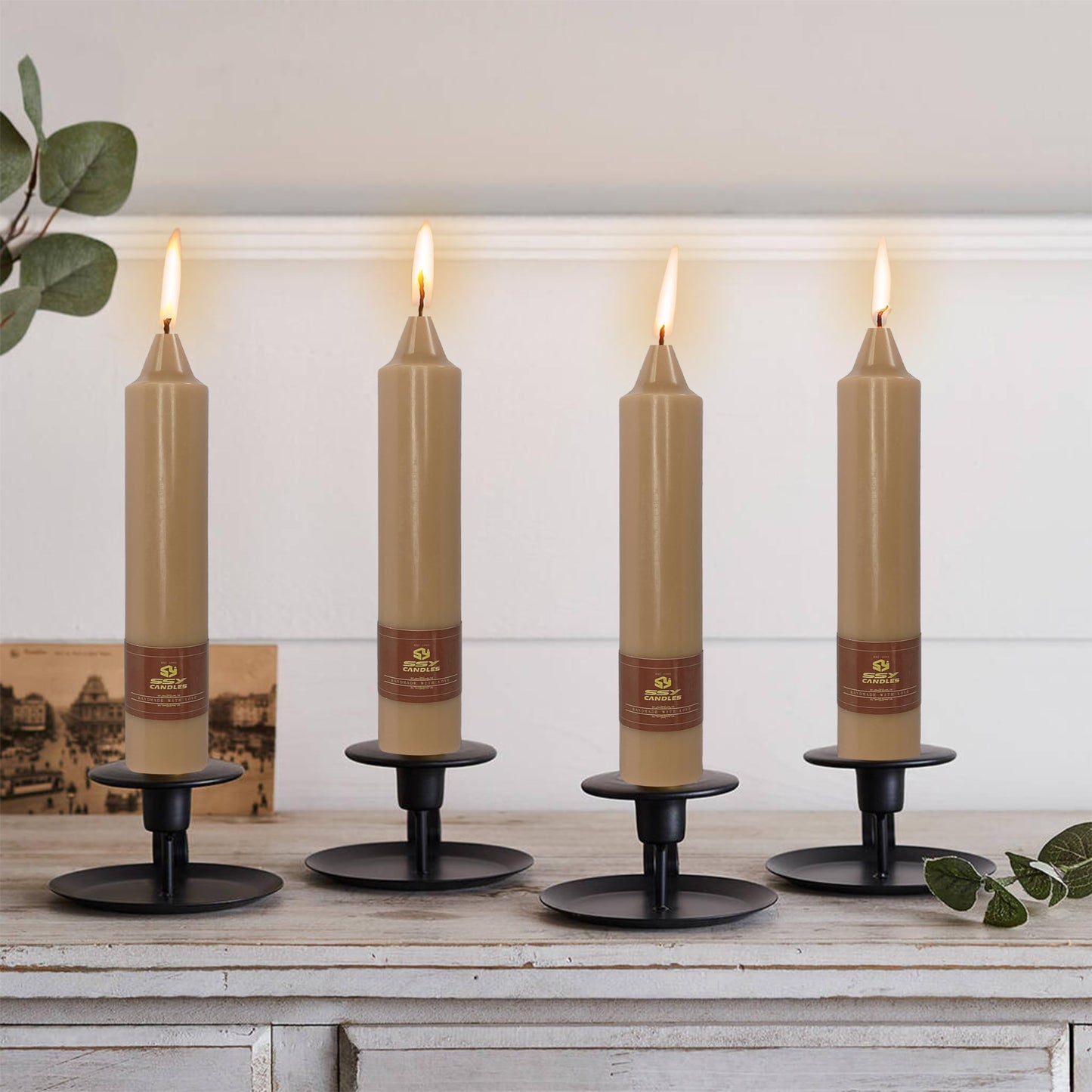 Taper Candle Smokeless Brown Tapered Candles 7 INCH Unscented Candle Sticks Cute Odorless Candles Easter Taper Candlestick for Home Dinner Wedding Party Women