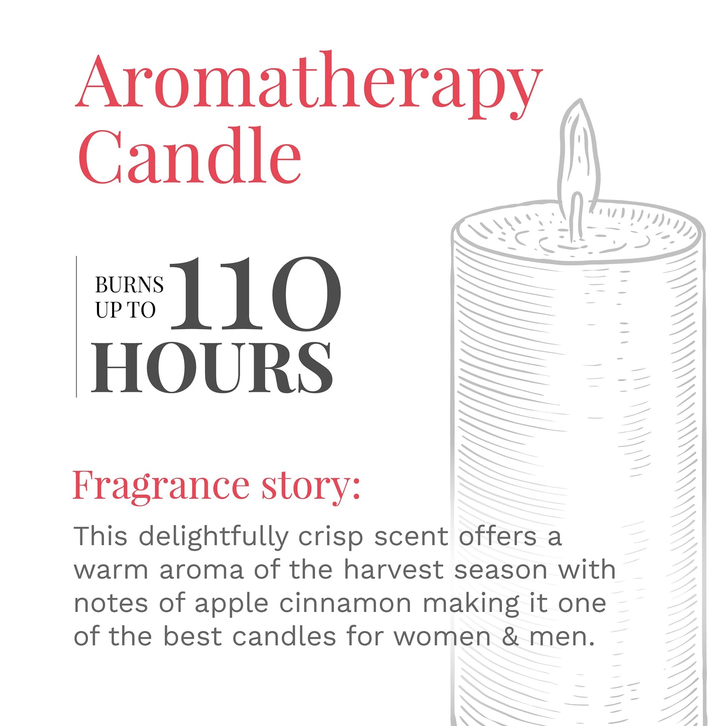 Candle-lite Scented, Apple Cinnamon Crisp Fragrance, One 18 oz. Single-Wick Aromatherapy Candle with 110 Hours of Burn Time, Red Color