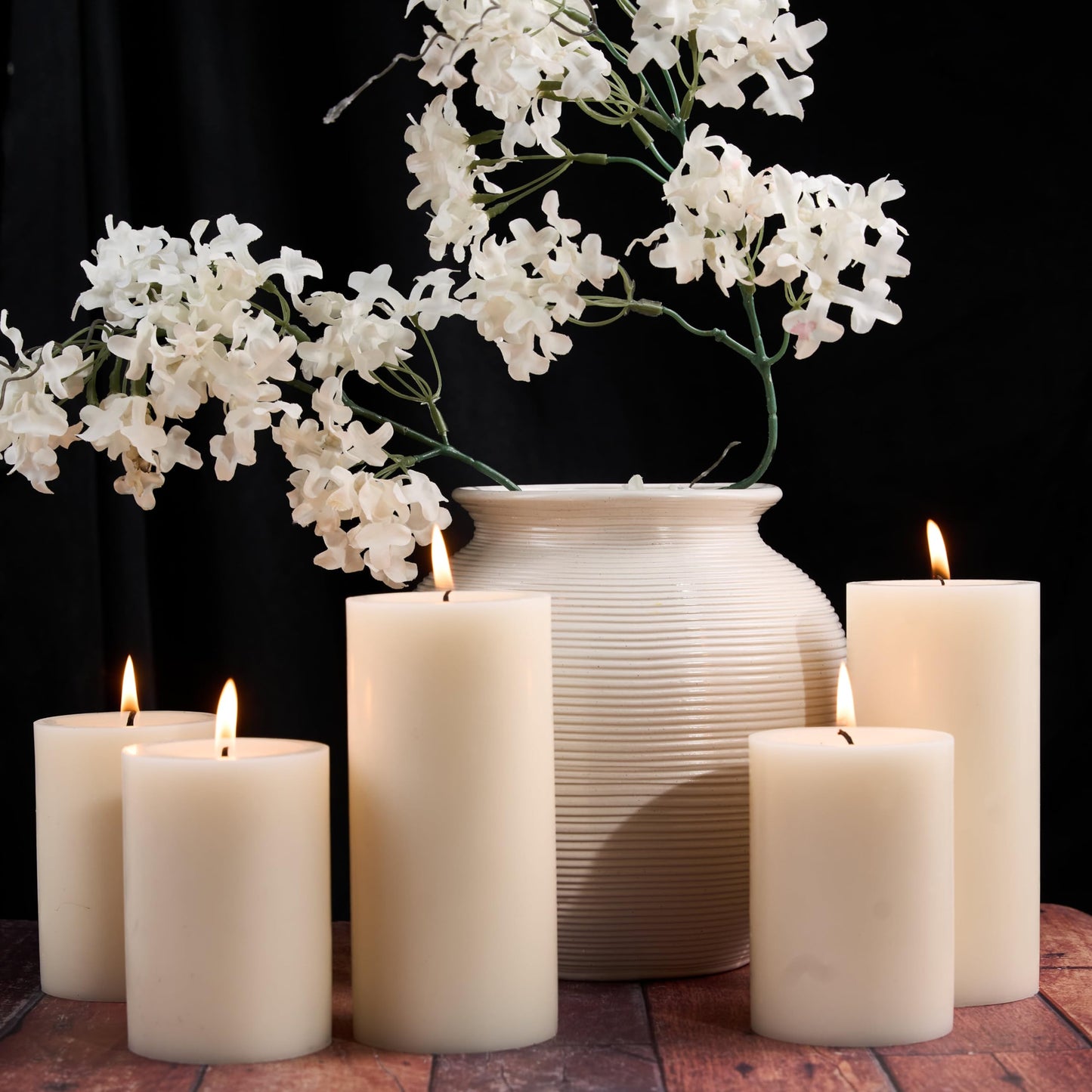 Unscented Ivory Pillar Candles Set of 6-2.8x4 inch - Dripless and Smokeless Large Pillar Candles, 50-Hours Long Burning Time Paraffin Candle for Dinner Table, Christmas and Home Decor