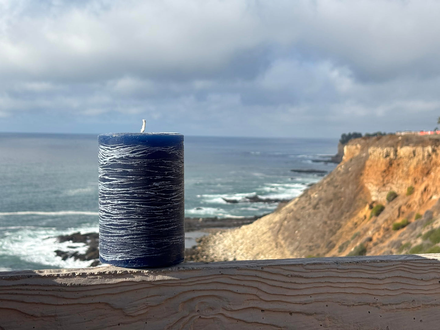 Modern Candle Design Large Unscented Rustic Nordic Pillar Candle Handmade in The USA (Tranquil Blue)