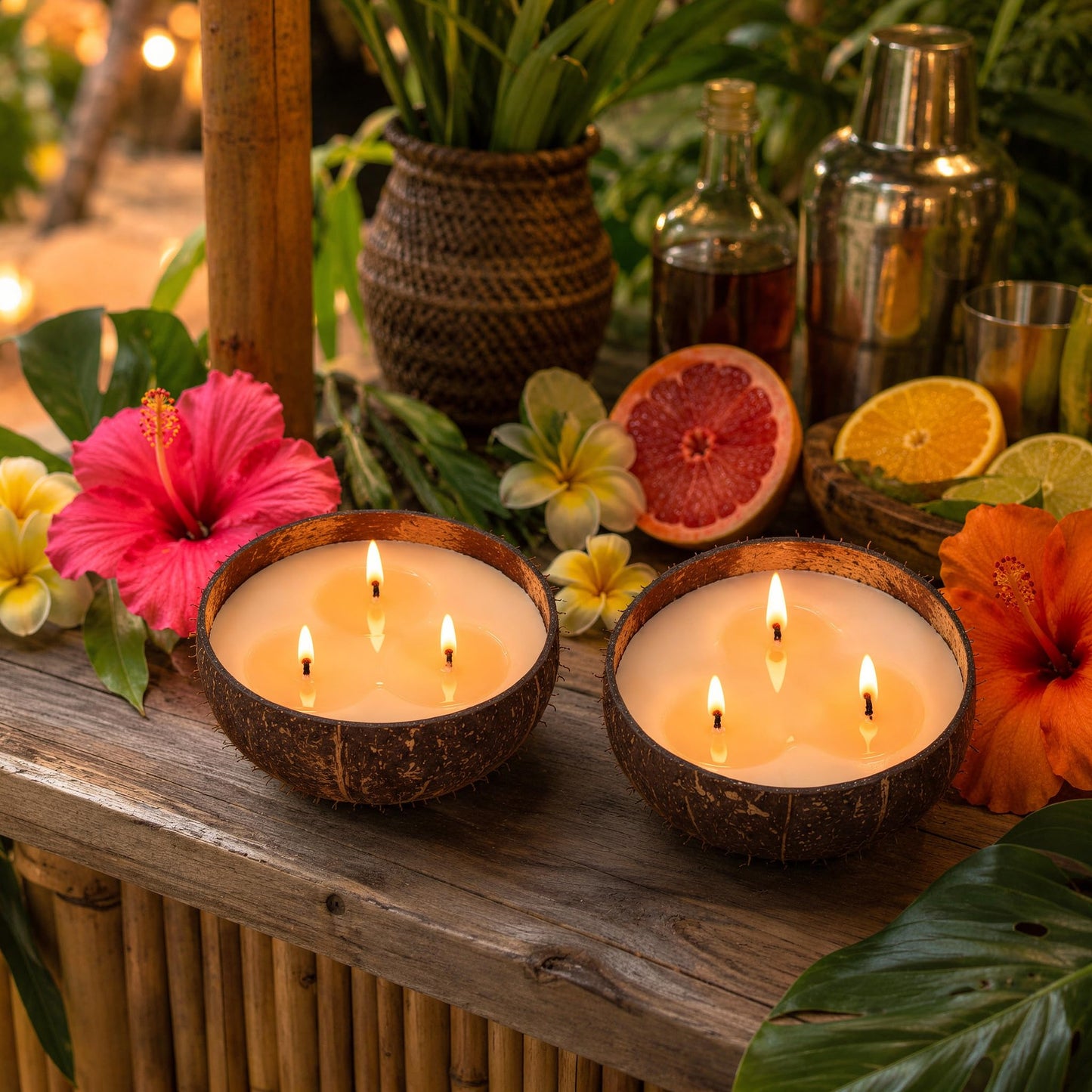 Viyffo 18oz Large Citronella Candles Outdoor, 3 Wick Citronella Candle, Natural Coconut Shell Jar, Non Toxic Soy Candle for Patio, Backyard, Deck & Camping, Rustic Decor Gift (with Fireproof Mat)