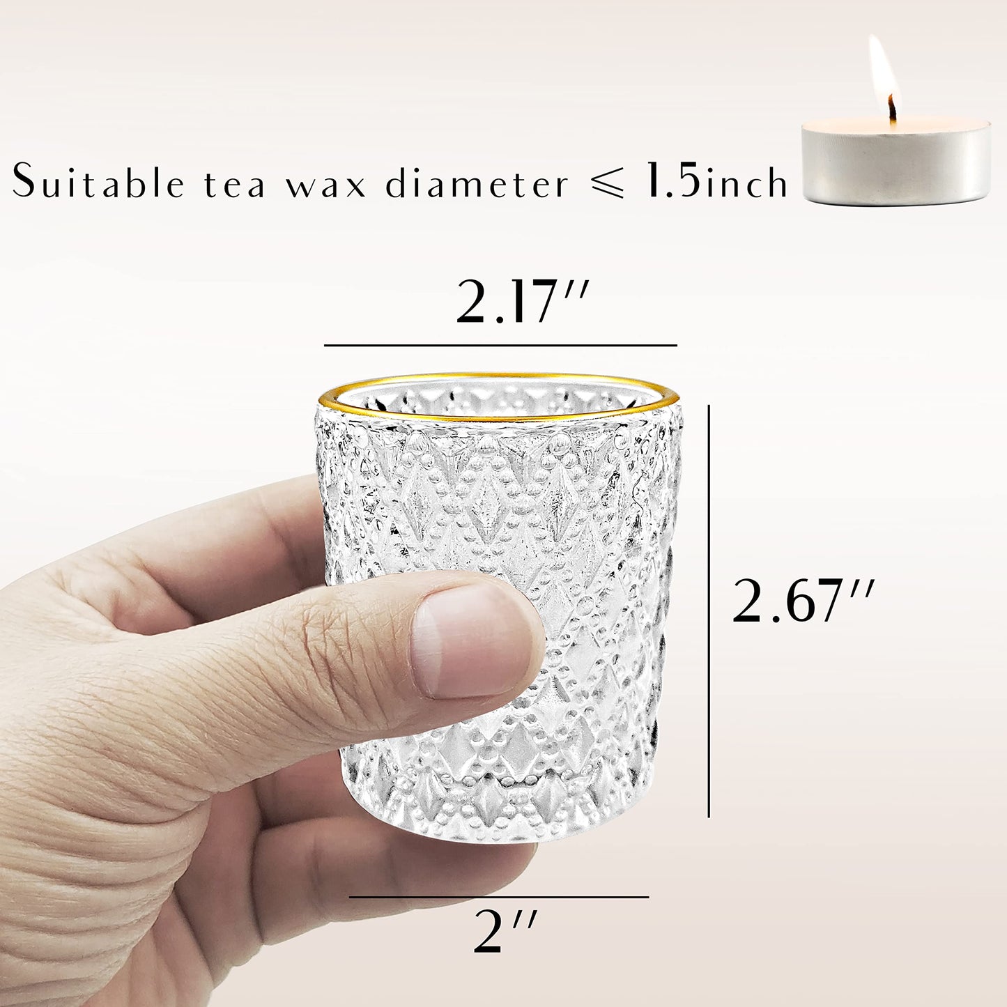 SHMILMH Clear Tealight Candle Holders Set of 24, Glass Votive Candle Holders with Rim for Wedding Table Centerpiece Birthday Party Christmas Decor