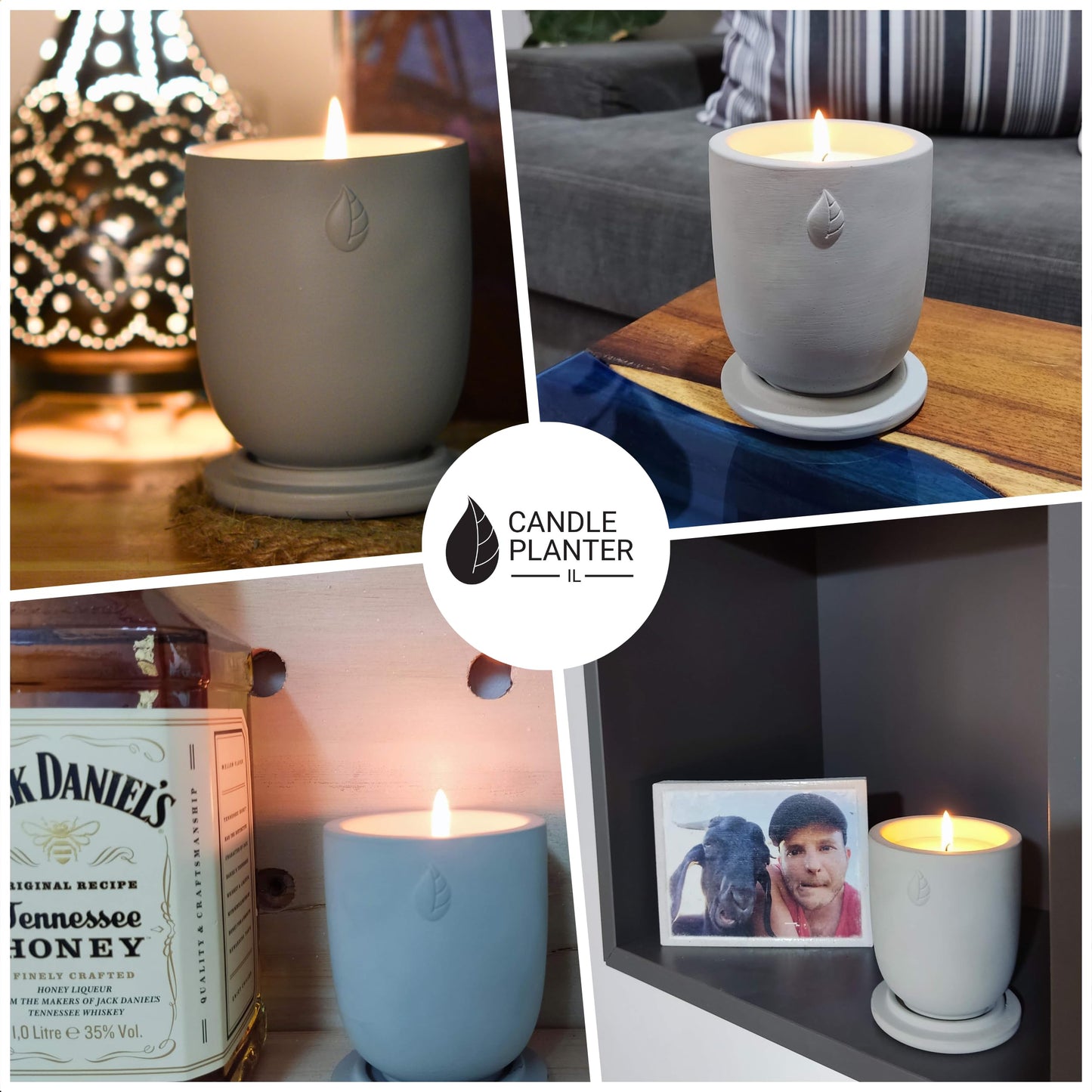 Matani Concrete Cement Candle Planter - Aromatherapy Soy, Dual Purpose Jar (White Vanilla)
