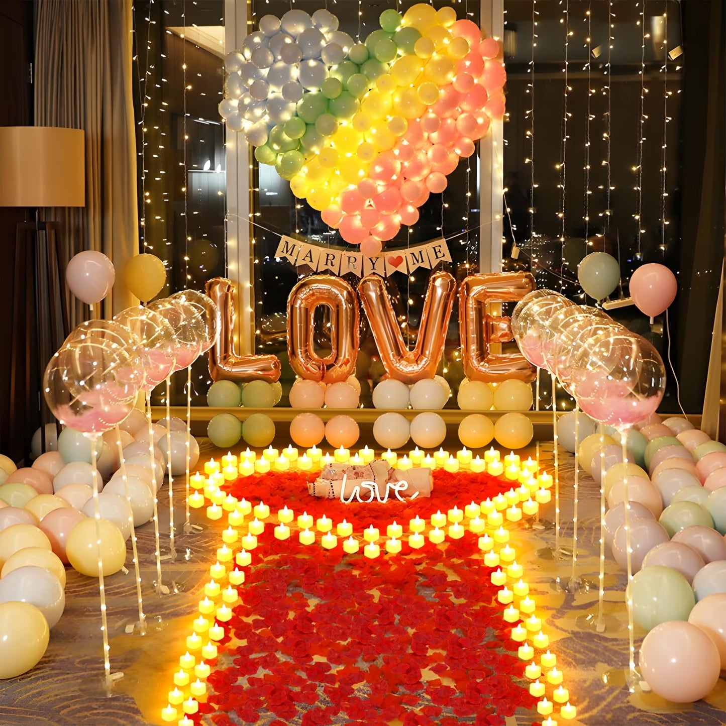 gobutend 6000 Pcs Artificial Rose Petals with 72 Pcs Romantic Flameless Candles, LED Heart Tea Lights Battery Operated for Romantic Night Wedding Anniversary Table Party Decoration