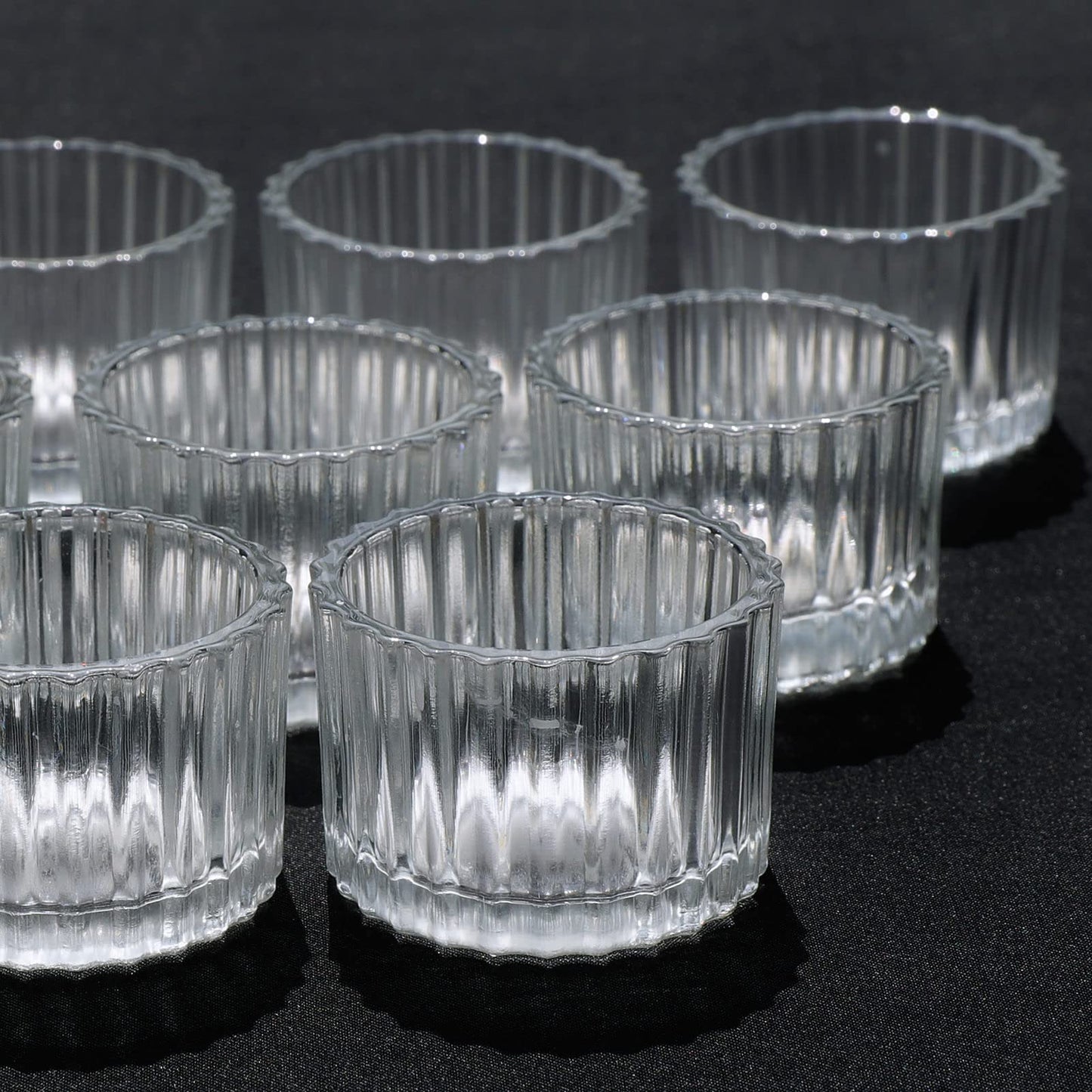 VOHO Clear Tealight Candle Holder Set of 12, Glass Tealight Candle Holders for Wedding Party, Tea Light Candles Holder Bulk for Home Decor(2'' x 1.4'', Clear)