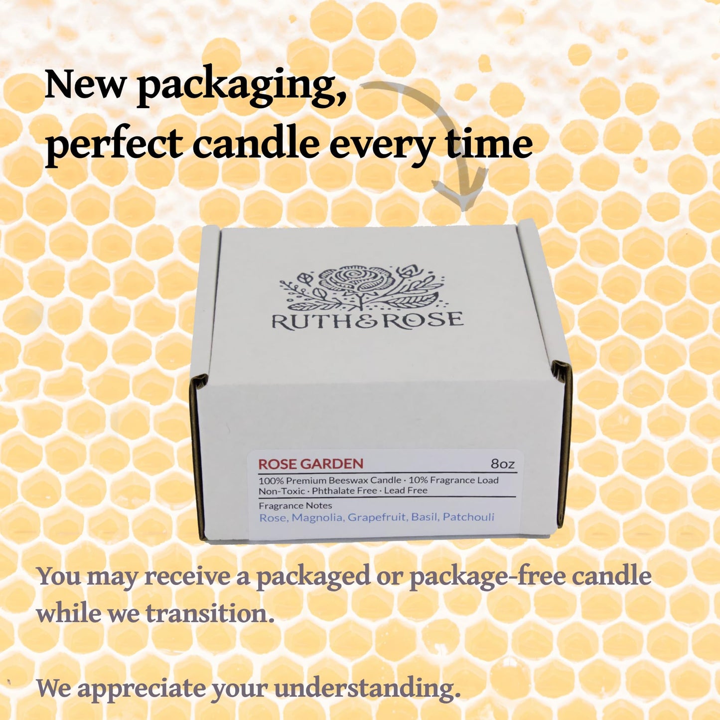 RUTH & ROSE Fraser Fir Scented Candle, 100% Beeswax Candle for Home, 8oz, +65 Hours Burn Time, Aromatherapy Non Toxic Candles, Gift for Women & Men, Made in USA, Perfect for Travel or Gifting