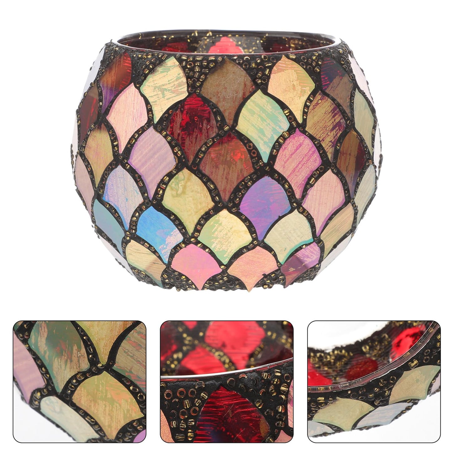 Abaodam Glass Mosaic Candle Holder 4 Inch Votive Tealight Stand Decorative Glass Bowl for Home Wedding Party Table Centerpiece