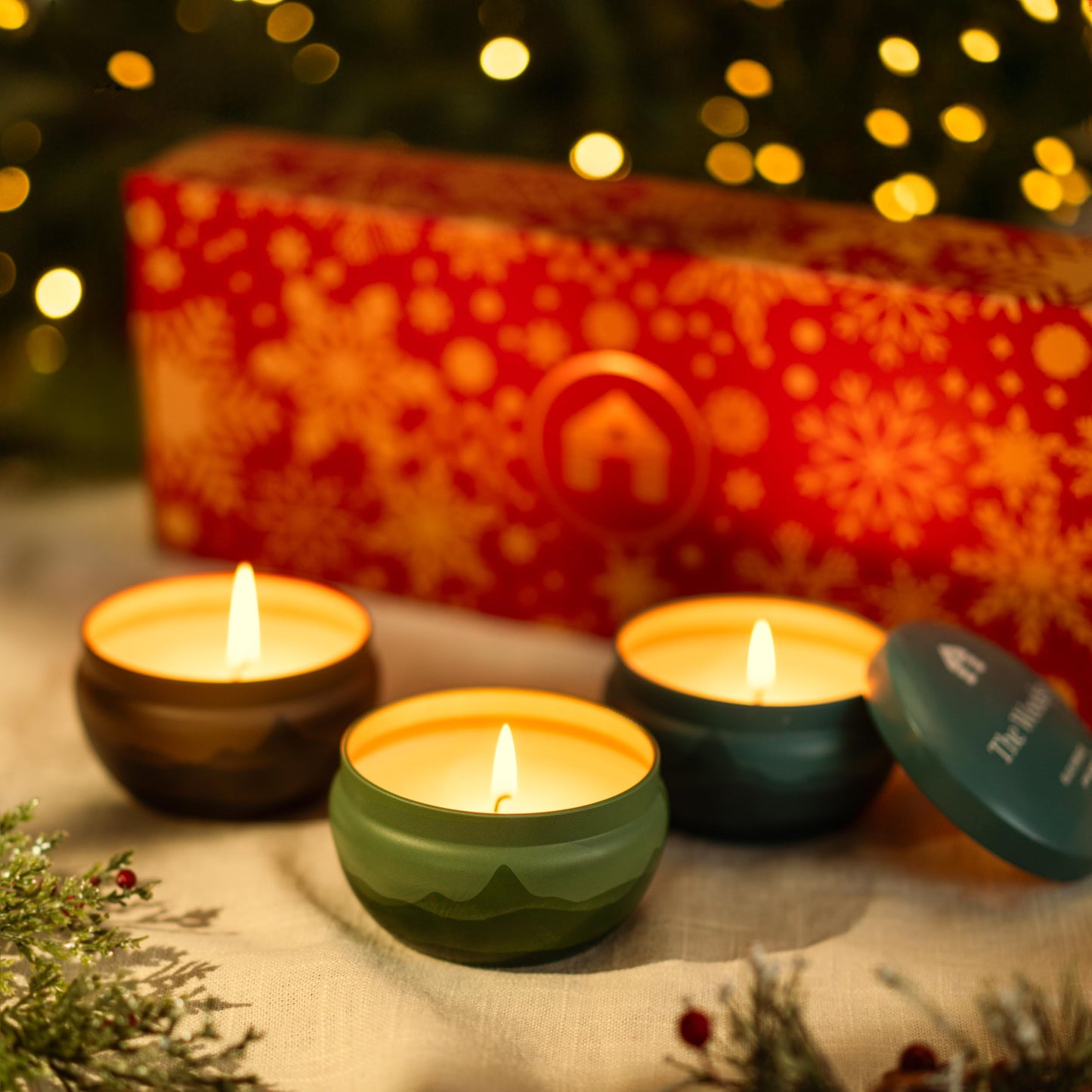 Bluecorn Aromática Holiday Candle Gift Set, 3 Tins Pumpkin, Ponderosa Pine & The Woodsy, Vegan Coconut Wax, Clean Burning & Long Lasting Candles, Candle Set, American Made, 3 Ct, 8 Oz Each