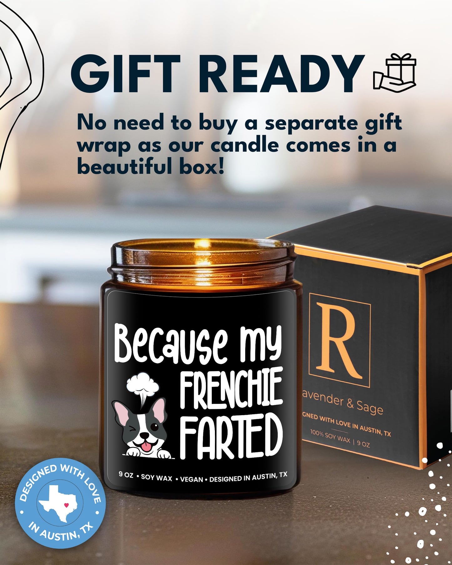 Funny Frenchie Candle, Frenchie Gifts for Women, Unique French Bulldog Gift Ideas, Best Present for Pet Lovers, Perfect Frenchies Presents for Girls, Birthday, Christmas, Gift-Ready
