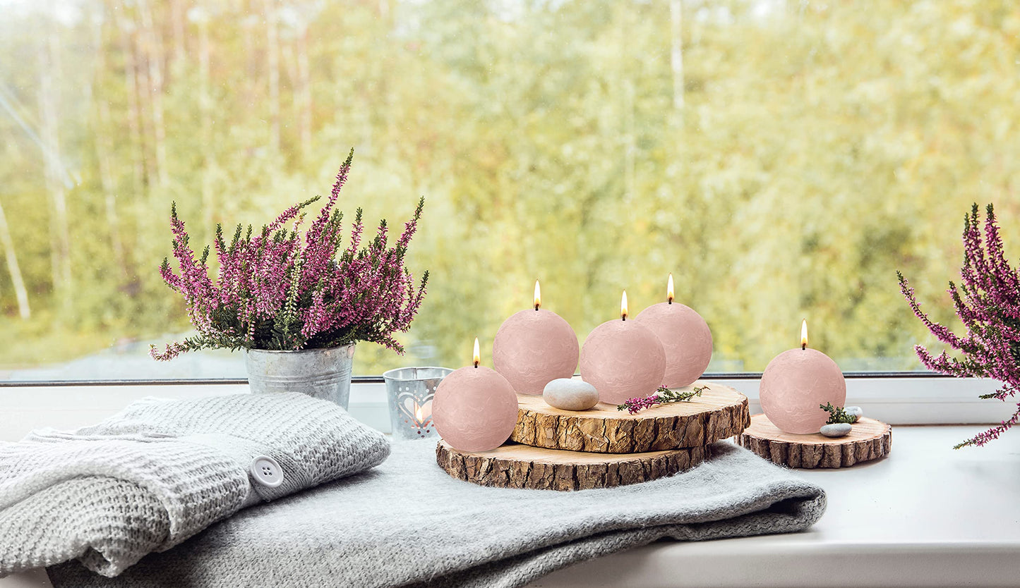 BOLSIUS 3 Pack White Rustic Ball Pillar Candles - 3 Inch - Premium European Quality - Includes Natural Plant-Based Wax - Unscented Dripless Smokeless 25 Hour Party Décor and Wedding Candles