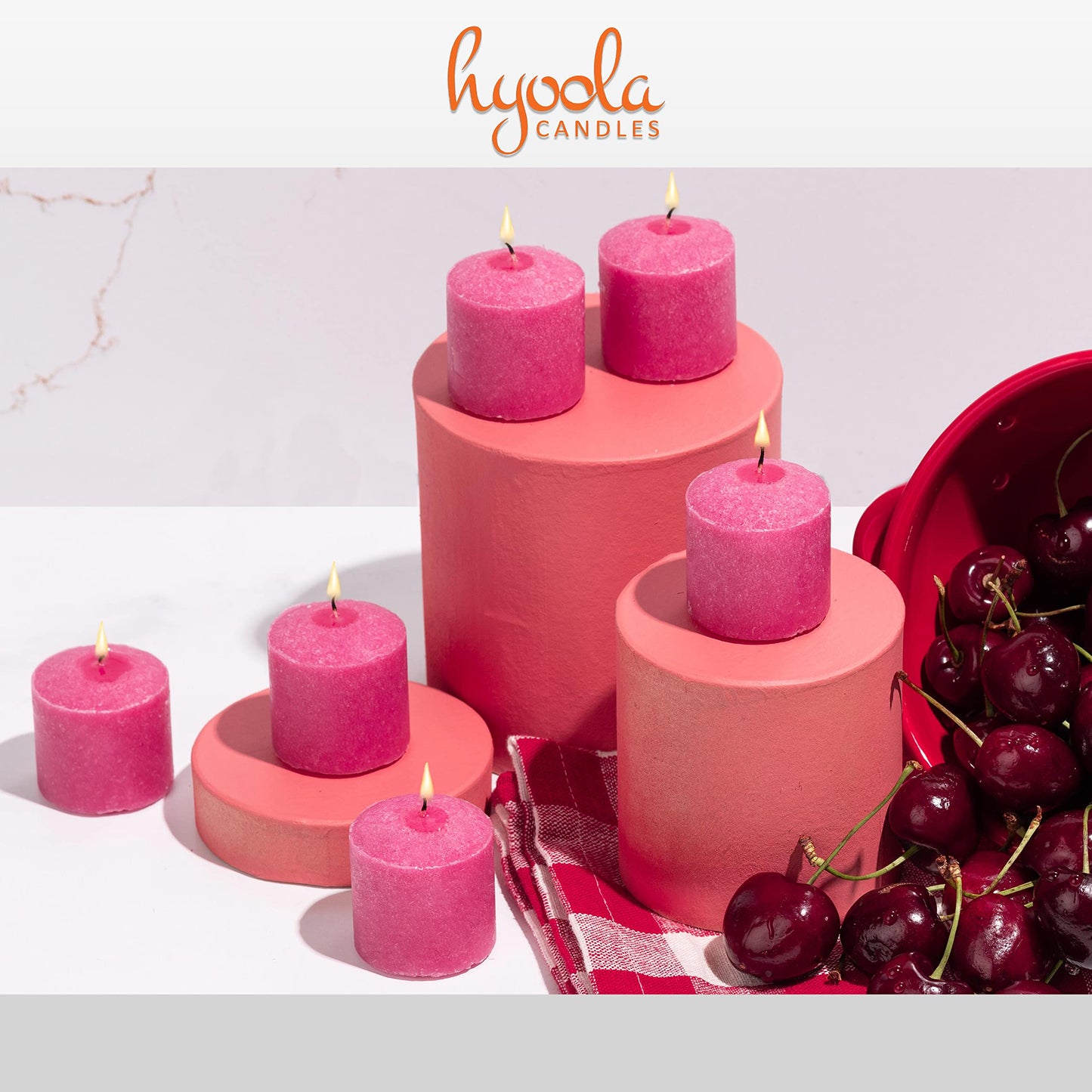 HYOOLA Scented Votive Candles - Wildcherry Votive Candles -12 Hour Burn Time - 9 Pack - European Made