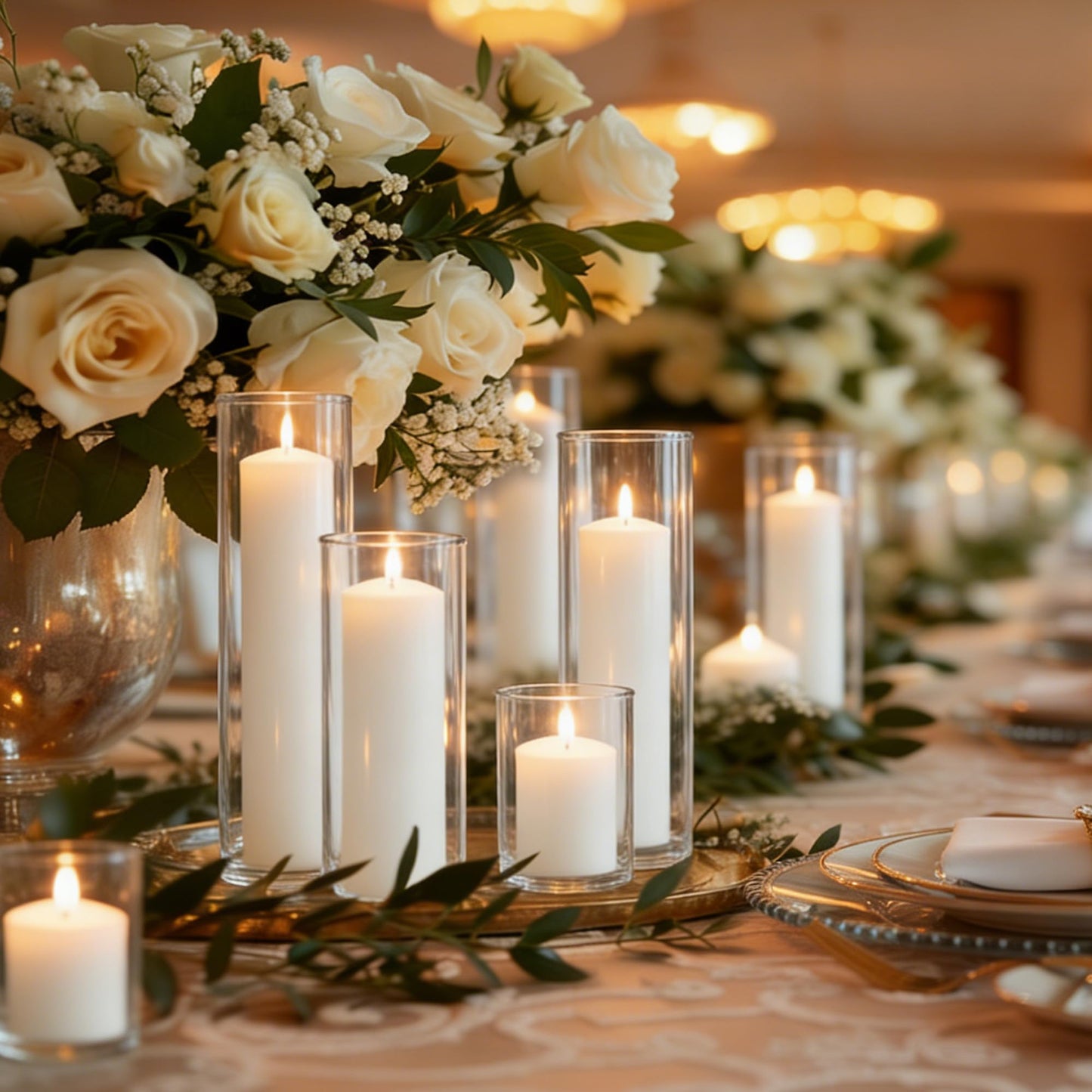 HTTBEIZI Pillar Candles Bulk Set - Unscented, Smokeless, Dripless | 3 Sizes (1 Each): 2x3, 2x6, 2x8 Inches | Ideal for Weddings, Christmas & Home Decor (3, White)