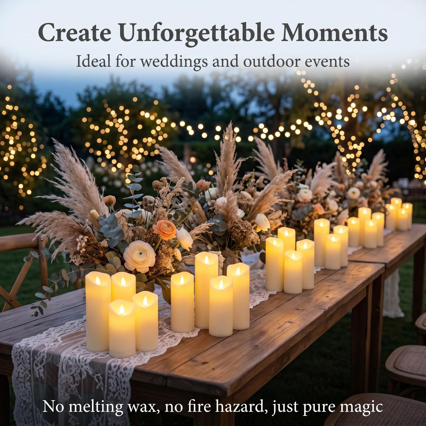 Enido 9pcs Flameless Candles with Remote, 2.2" x 5/6/7" Heat-Resistant Plastic LED Pillar Candles, Battery Operated Moving Wick Fake Candles with Timer, Realistic for Wedding, Outdoor, Home Decor