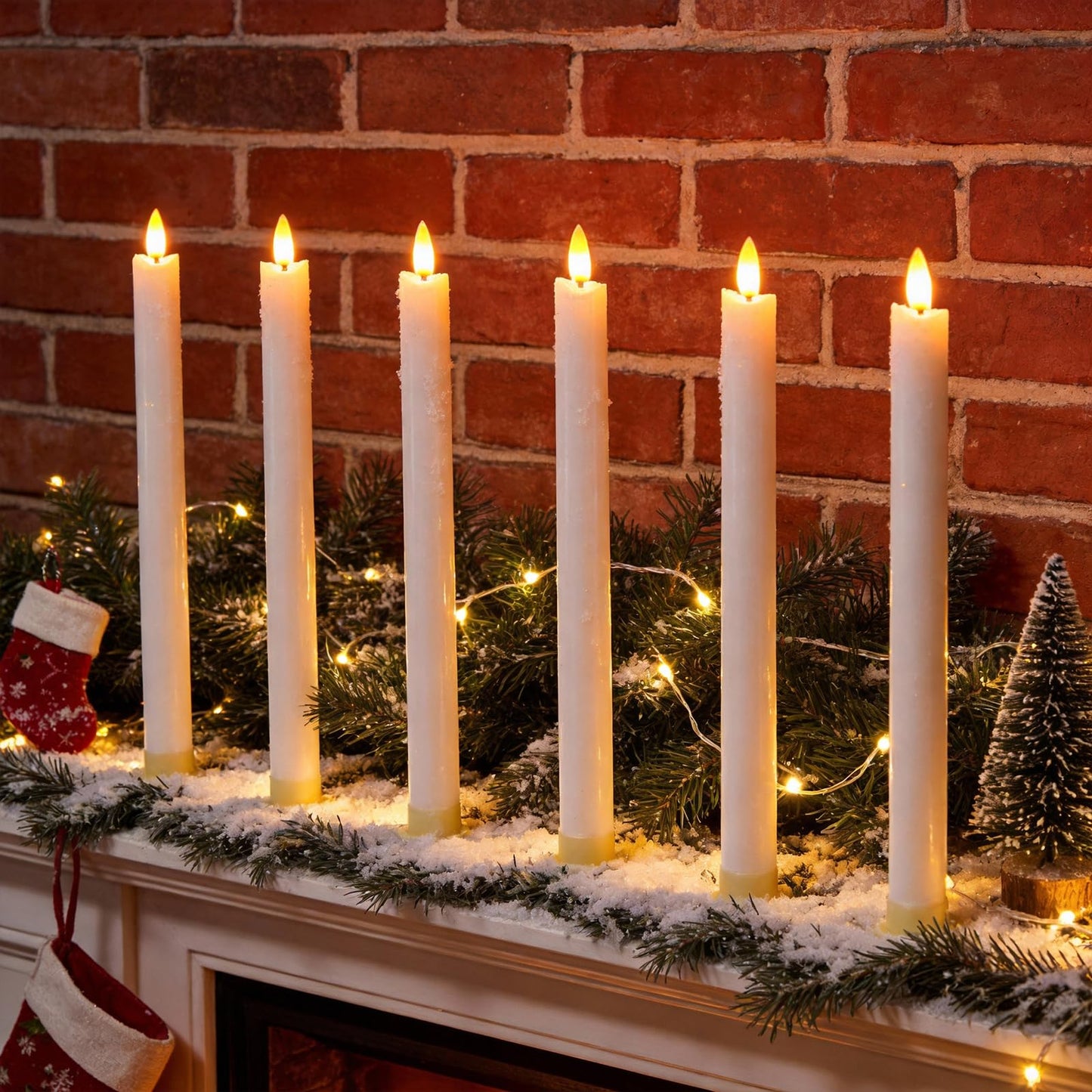 RosMank 6 Set LED Candles, Indoor & Outdoor Candles with 10-Key Remote Timer Control, Flameless, Real Wax, Decoration for Christmas, Birthday, Wedding, Party, White