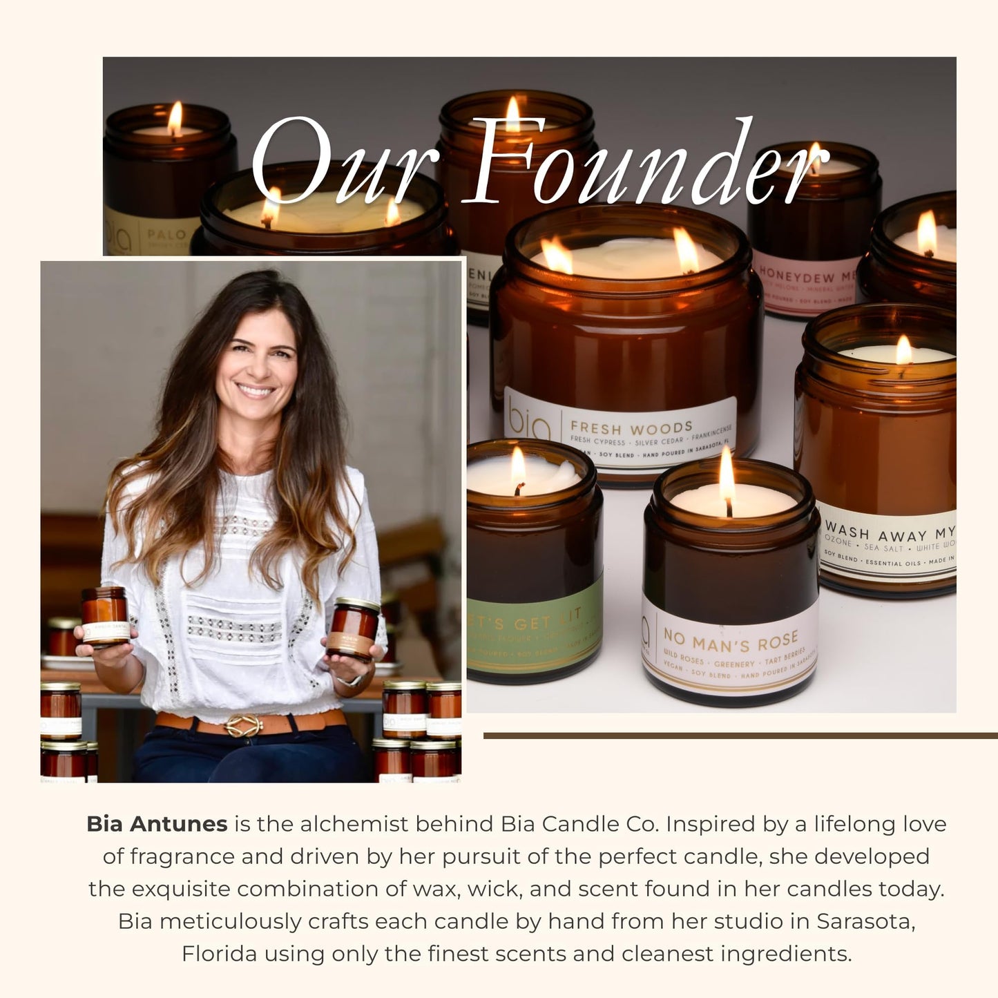 Bia Candle Co. Enlighten Me, Pineapple Pomegranate Cedar Soy Candle, Vanilla Orange, Perfume-Inspired, Hand Poured USA, High Fragrance Load, Lead-Free Wick, Mood Lifting Candle, 7 oz