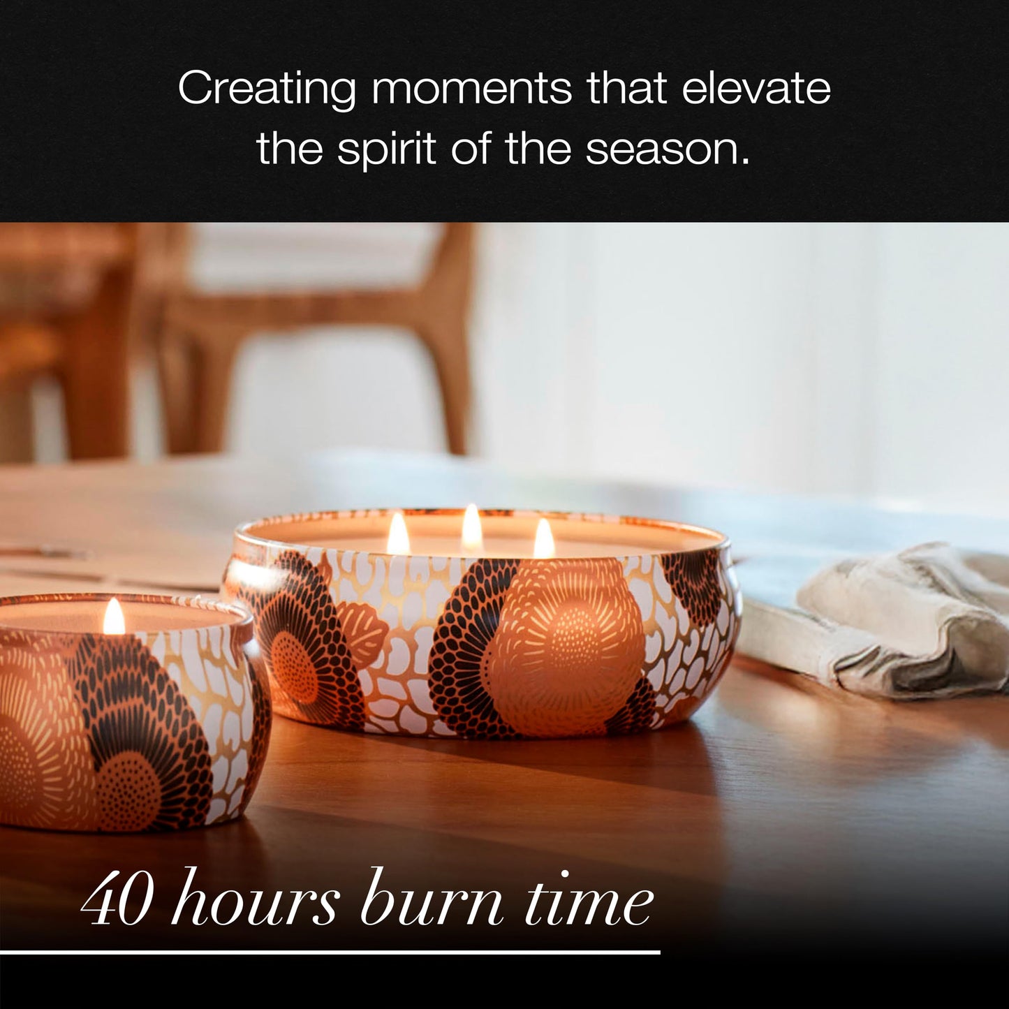 Voluspa Spiced Pumpkin Latte, 3 Wick Tin Candle, 12 Ounce, 40 Hour Burn Time, Coconut Wax for Clean Burning, Handcrafted in the USA