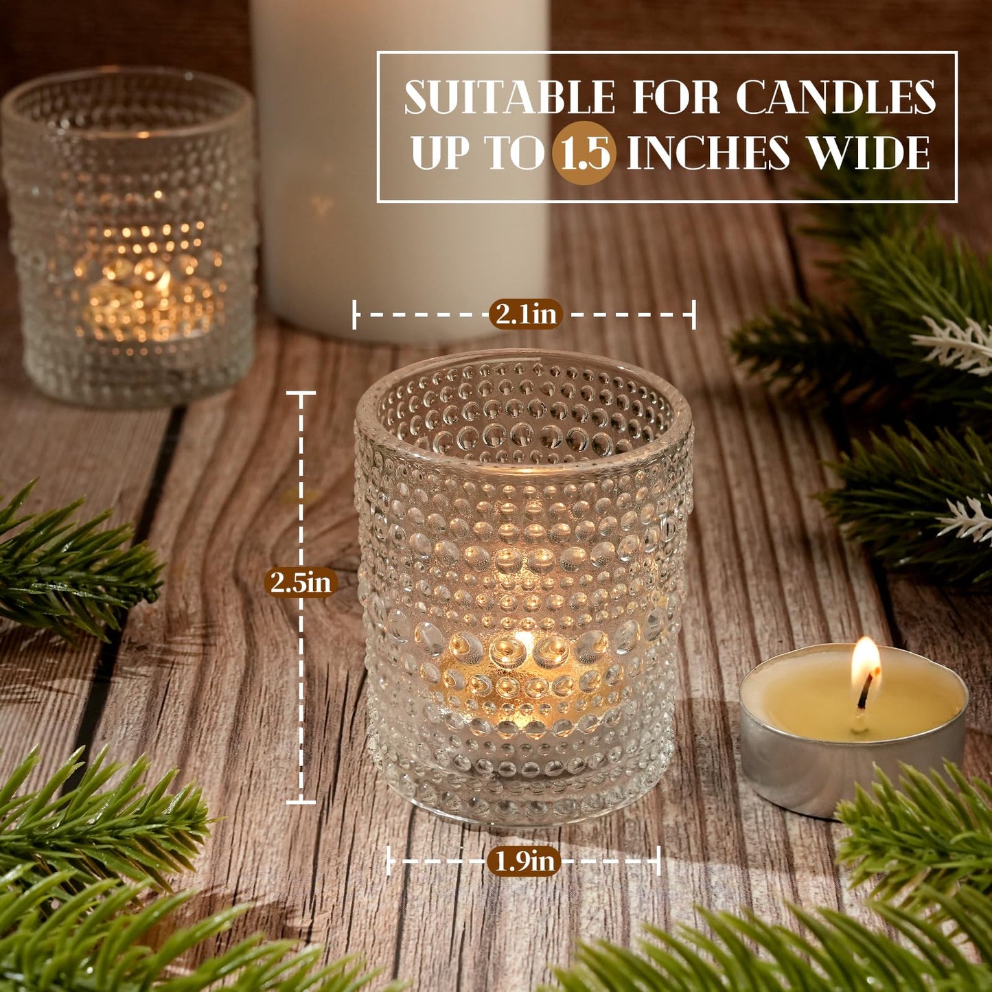 TRIRITE 36 Pcs Clear Votive Candle Holders for Wedding, 2x2.5 Elegant Tealight Candle Holder, Vintage Tea Light Holders for Bridal Shower & Table Centerpieces