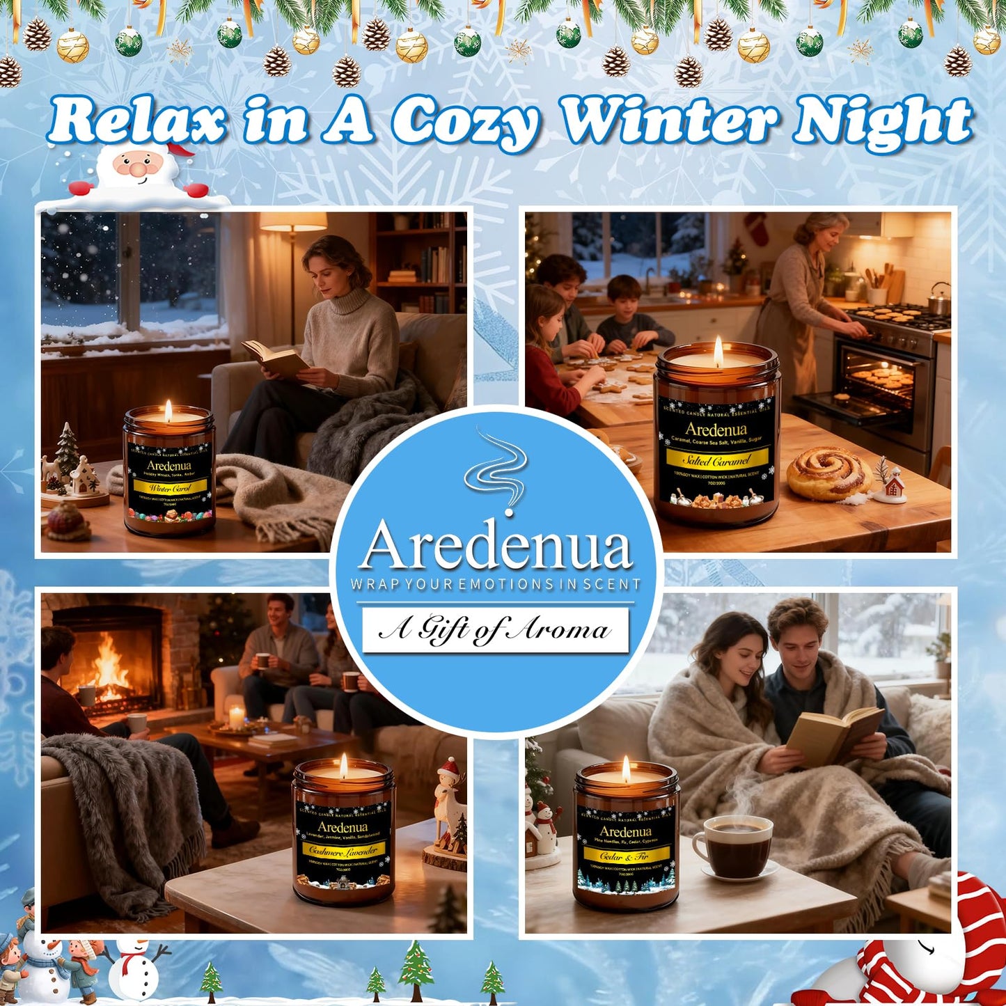 Winter Candles – Winter Spice Candle | Holiday Scented Candles, 7oz Soy Candle for Home - Christmas Gifts for Men Women - 50H Clean Long Lasting Burn, Aromatherapy Gift for Relaxation