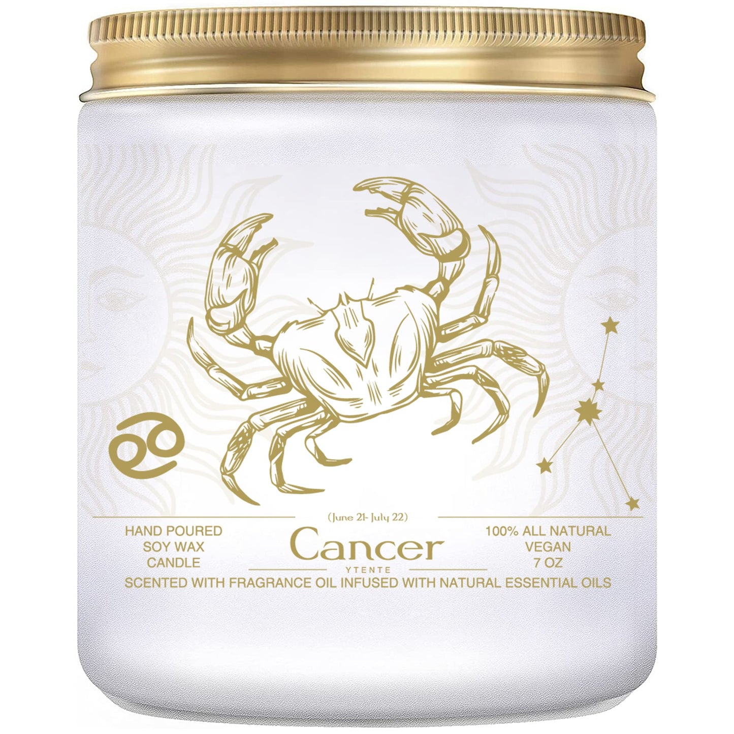YTENTE Cancer Candles, Cancer Gifts for Women Zodiac Sign Crystals Candles Jar,Astrology Scented Soy Candles for Women Mom Friends Sister Daughter Birthday Mother's Day Gift