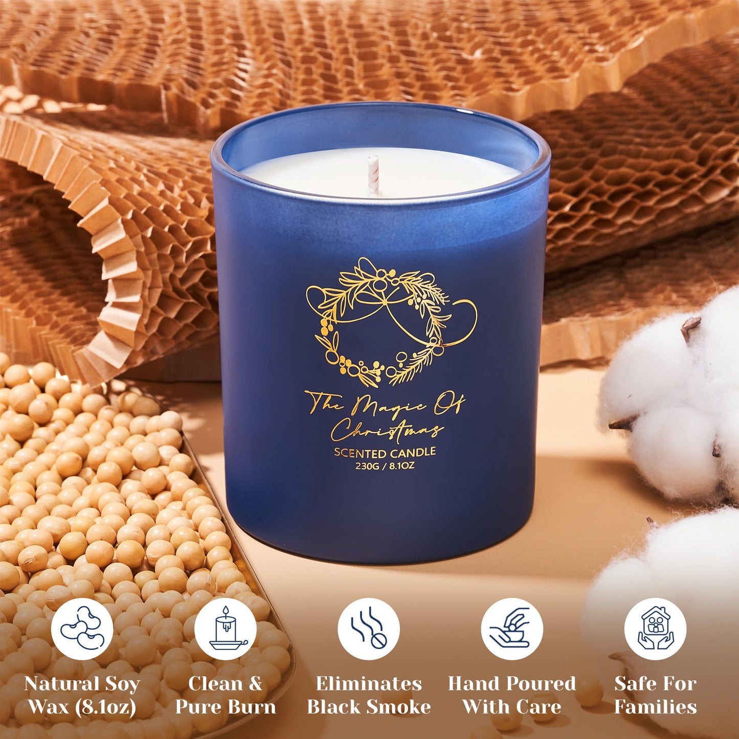 M&SENSE Christmas Holiday Candle - THE Magic of Christmas Scent, 8.1oz Soy Wax, Ideal Winter Home Decor Gift for Women and Men