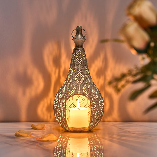 11.6inch Moroccan Lantern Lamp Decorative Candle Holders for Ramadan Decorations, Hanging, Outdoor Patio or Porch, Indoor Home Decor（White）