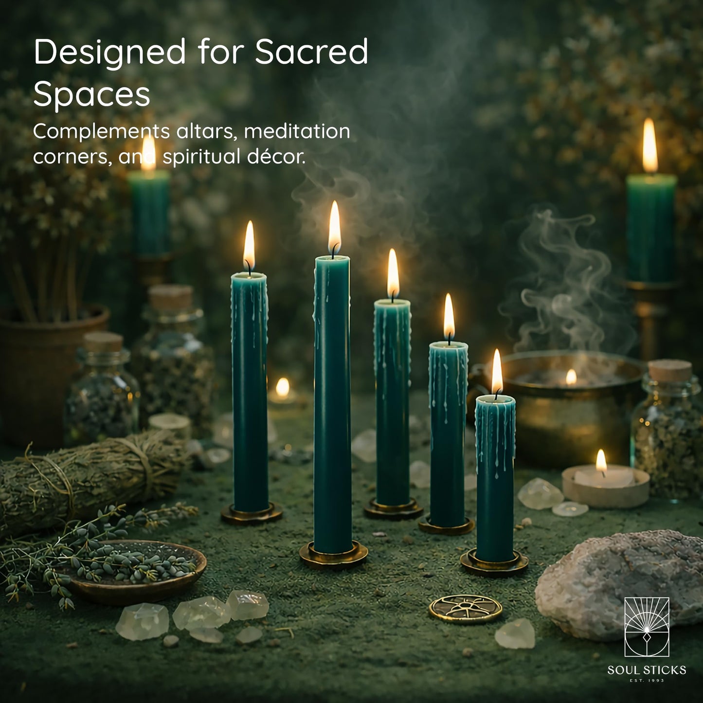 SOUL STICKS Abundance Magic Spell Chime Candles 20 Pack - Ideal for Altar, Rituals, Ceremonies, Meditation Purple Candle for Witchcraft Supplies, Wiccan Supplies, Unscented Candles Clearance