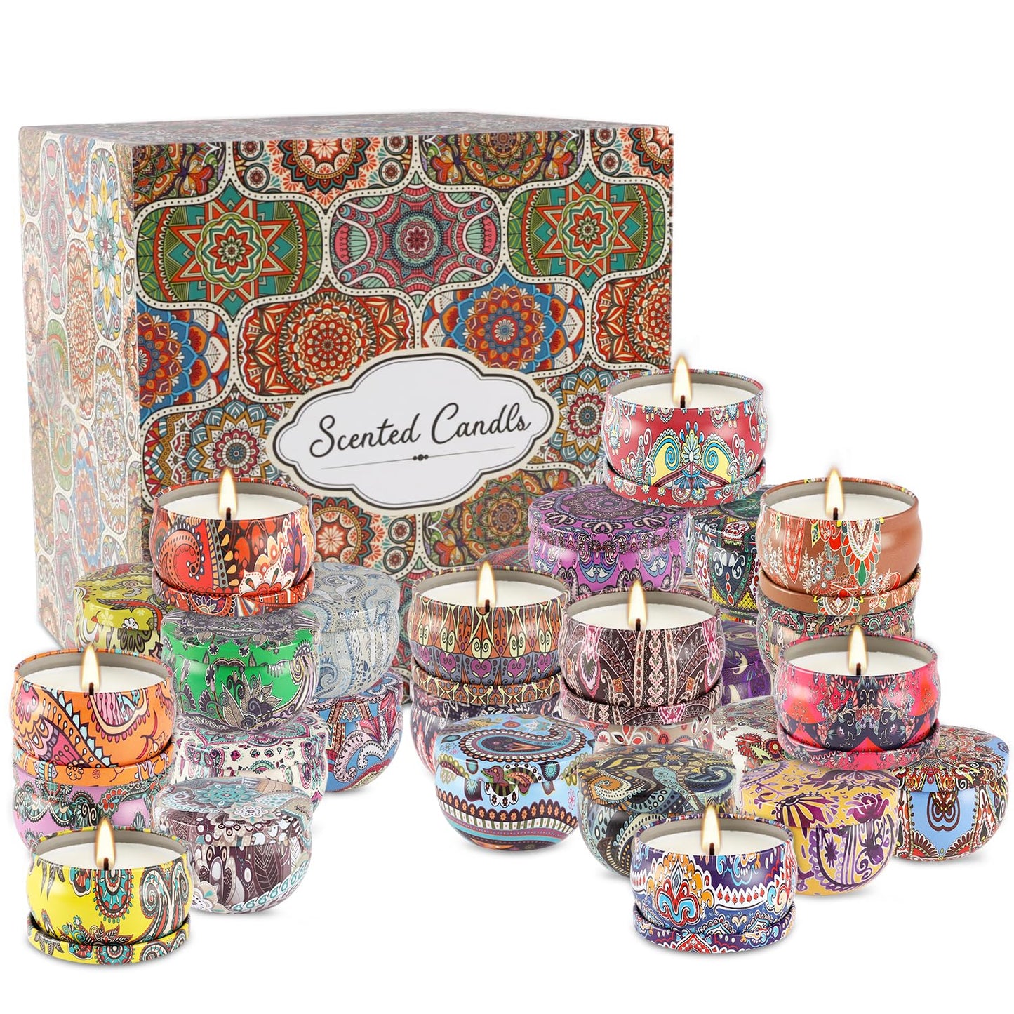 YOROXRG Scented Candles 36 Pack Soy Wax Travel Tin Jar Candles for Home 2.5 OZ Scented Candles for Mom for Christmas, Birthday, Thanksgiving, Mother's Day