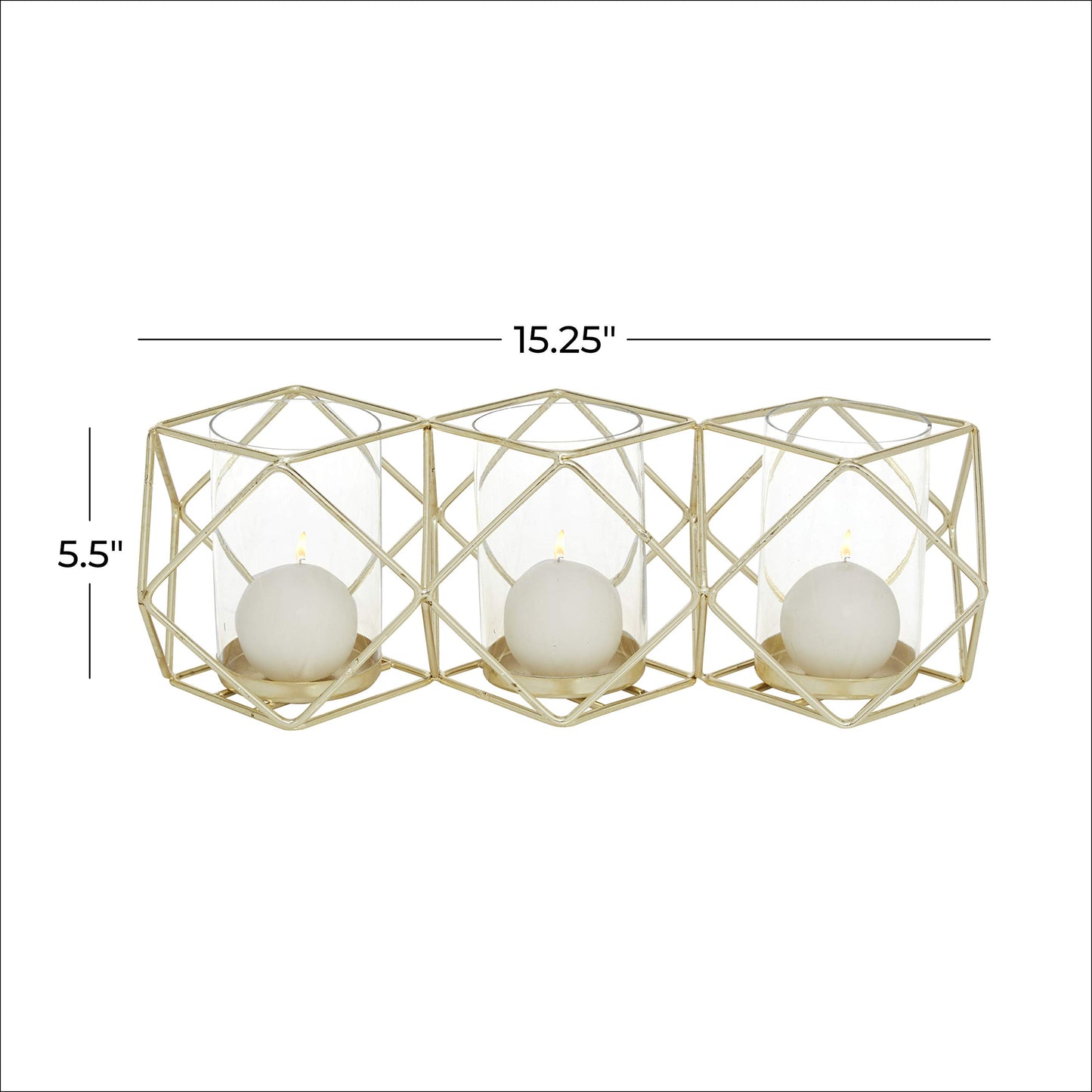 Deco 79 Modern Metal Solid Candle Holder, 15" x 5" x 5", Gold
