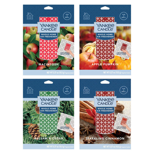 Yankee Candle Whole Home Air Freshener Variety Pack (Apple Pumpkin, Balsam Cedar, Sparkling Cinnamon, & Macintosh) (1ea / Pack of 4)