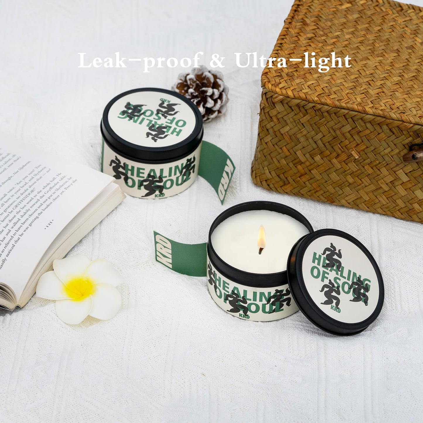 KRD Cashmere Wood Chestnut Candle, 6.4oz Strong Scented Candle, 42H Burn, Warm Woody Coconut Soy Wax Aromatherapy