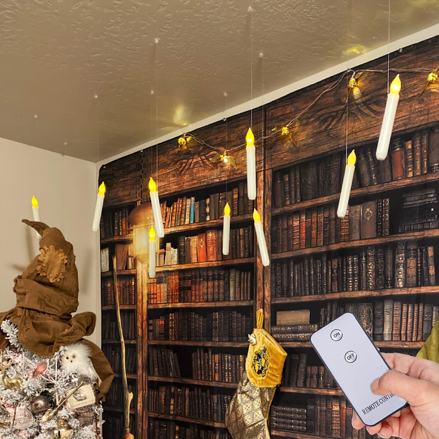 Homemory LED Batteries Operated Taper Candles with Remote, Flickering Light Flameless Taper Window Candle, Set of 12 Warm Yellow Fake Candles for Halloween, Church, Party