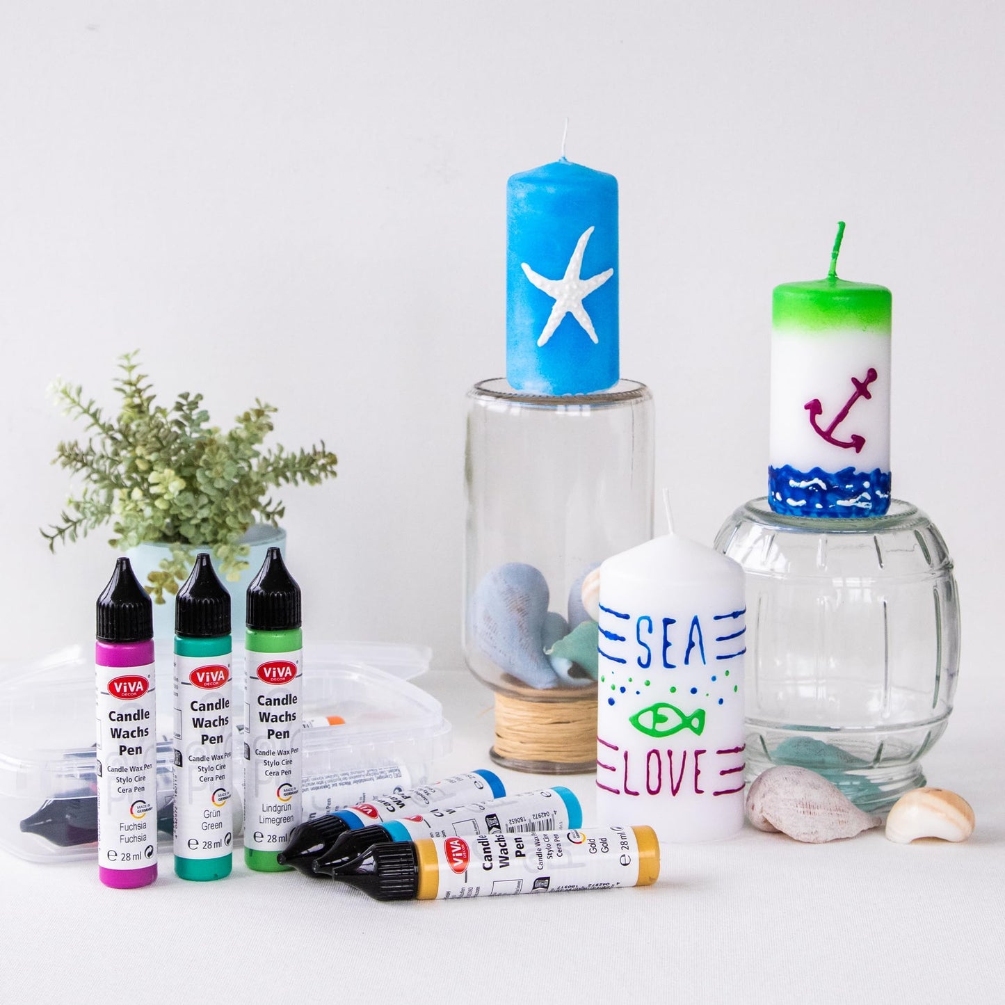 Viva Decor 10-Piece Wax Pen Set Underwater World - Brilliant Candle Painting for Creative Decorations and DIY Projects